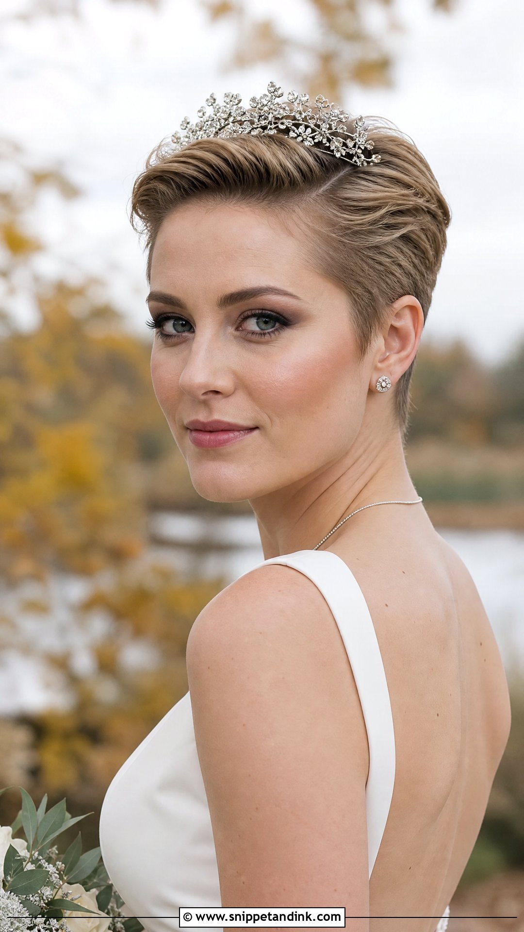 Pinned Back Pixie With a Tiara - Snippet and Ink - 20 Tiara Wedding Hair Ideas