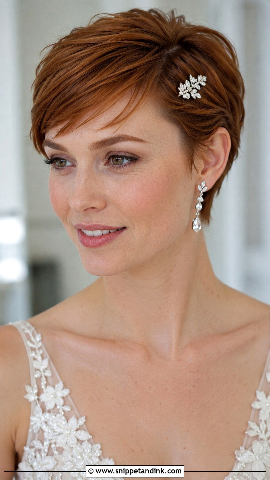 Pinned Back Pixie with Accessories - Snippet and Ink - 20 Easy Wedding Hairstyles for Short Hair