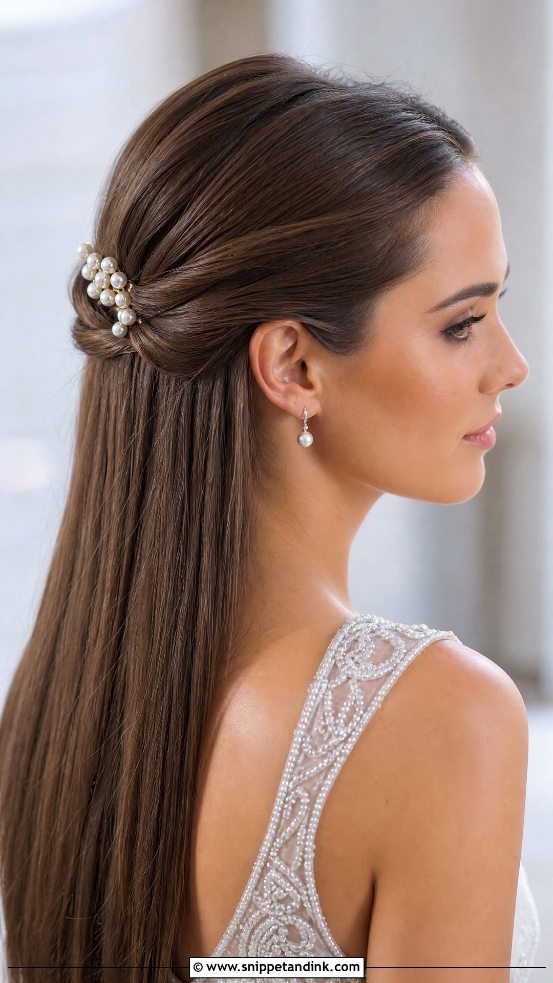 Pinned Back Straight Hair - Snippet and Ink - 25 Straight Wedding Hair Ideas