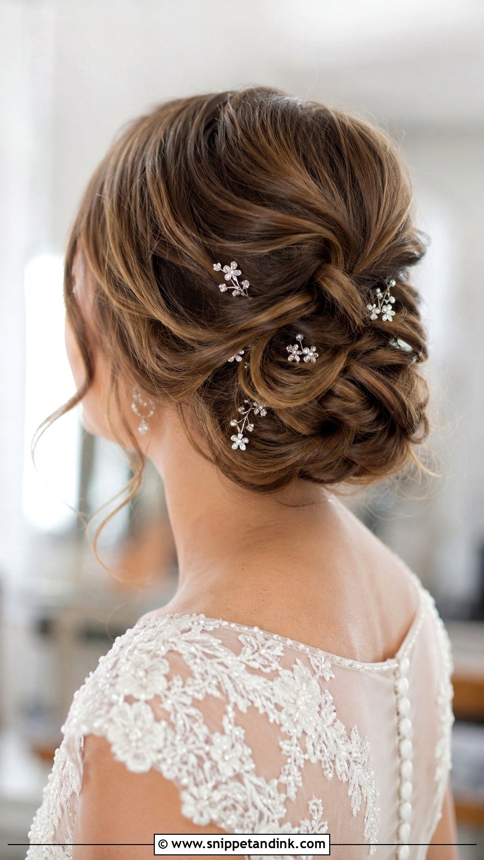Pinned Back Updo for Medium Hair - Snippet and Ink - 30 Wedding Updos for Medium Hair