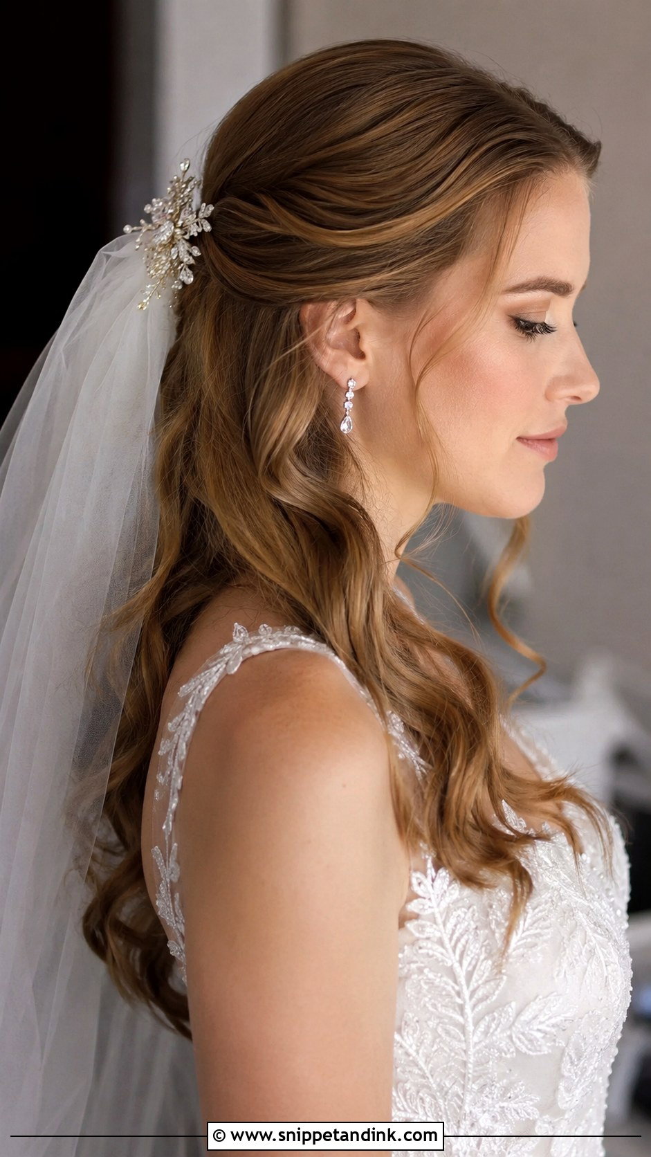 Pinned Back Veil Wedding Hairstyle - Snippet and Ink - 20 Wedding Hairstyles Videos