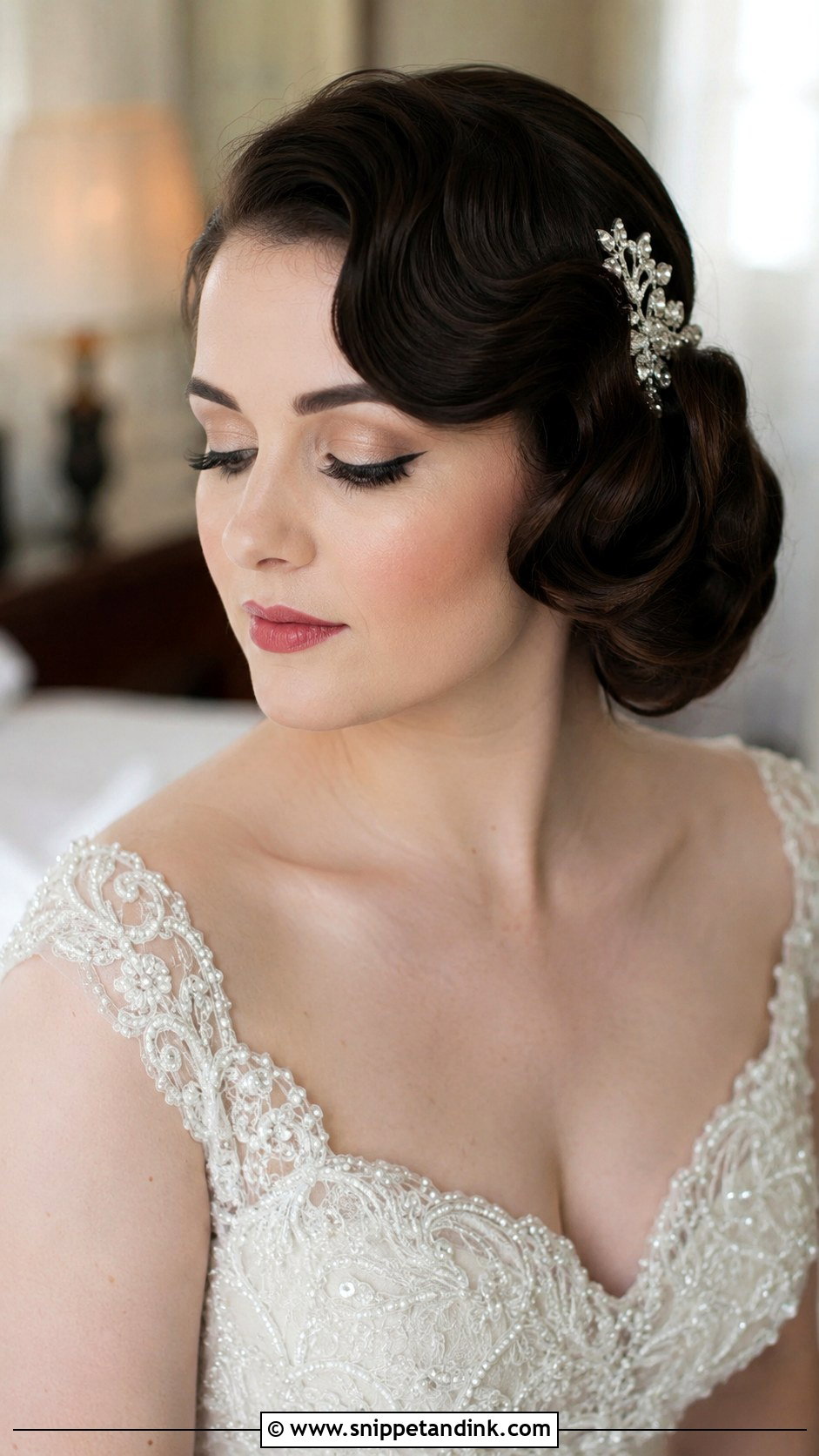 Pinned Back Vintage Waves - Snippet and Ink - 20 Elopement Hairstyles