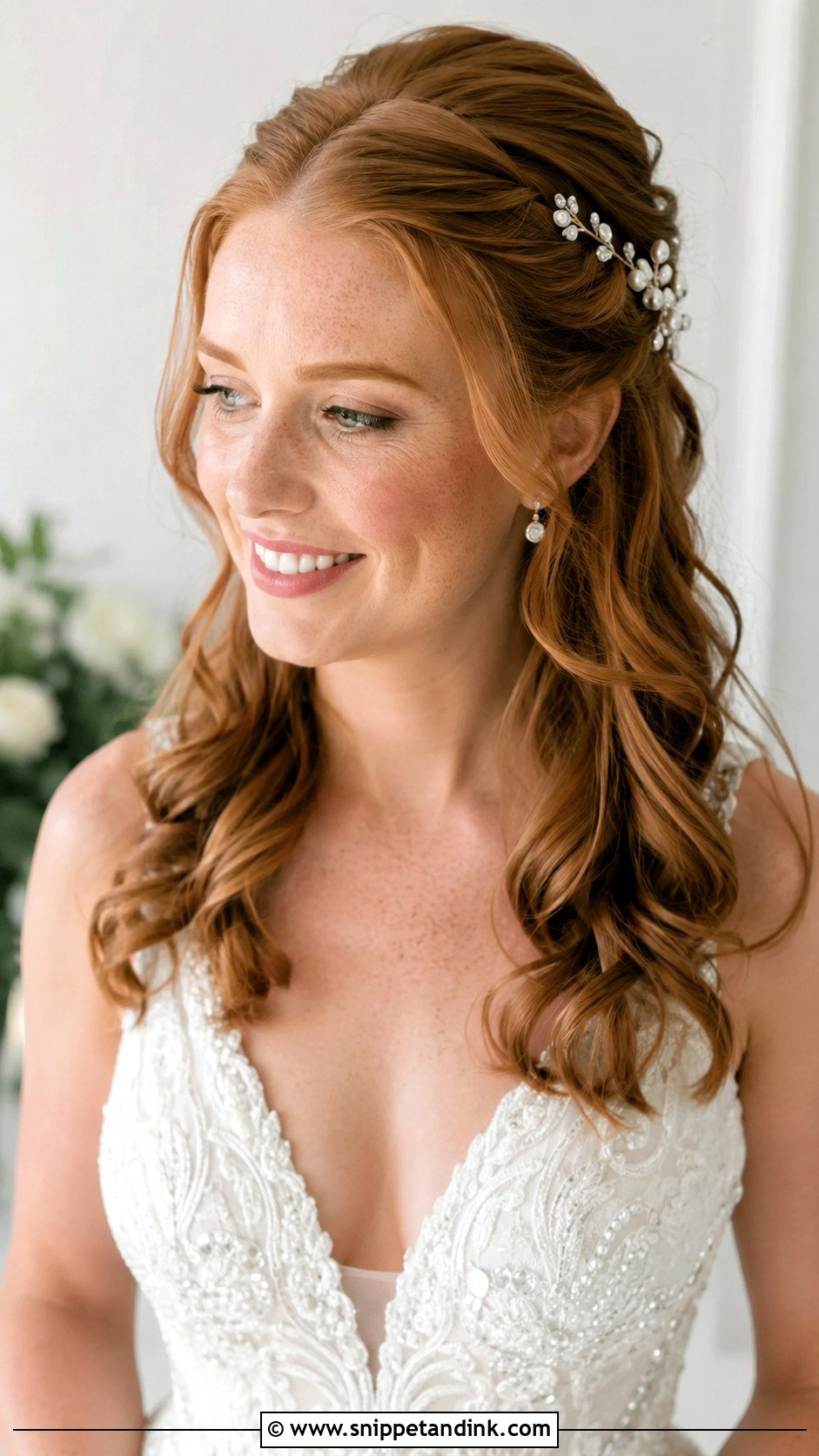 Pinned Back Waves - Snippet and Ink - 20 Hair Styles for Medium Hair Wedding