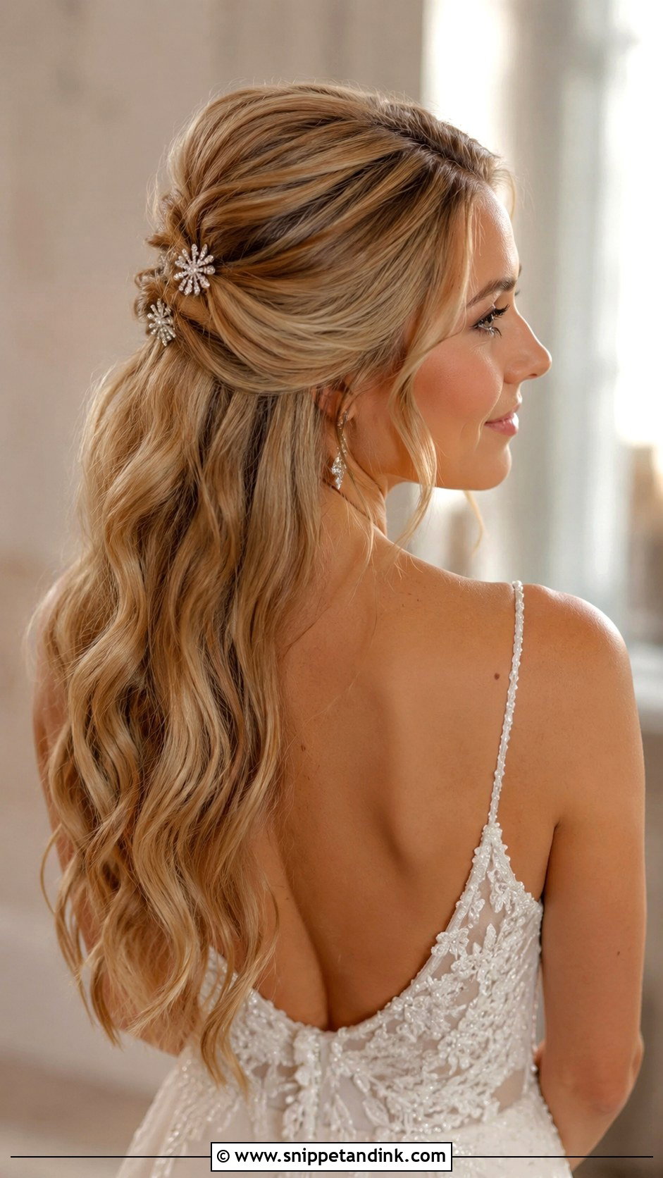 Pinned Back Waves - Snippet and Ink - 25 Simple Bridal Hair Ideas