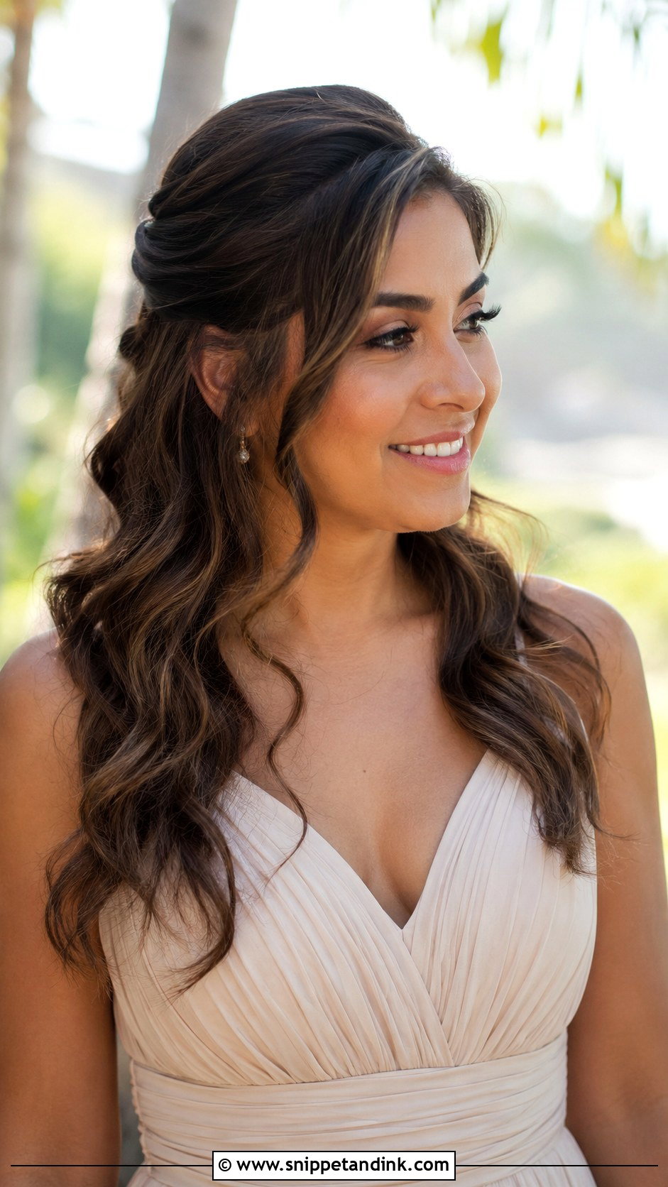 Pinned Back Waves - Snippet and Ink - 20 Medium Maid of Honor Hairstyles