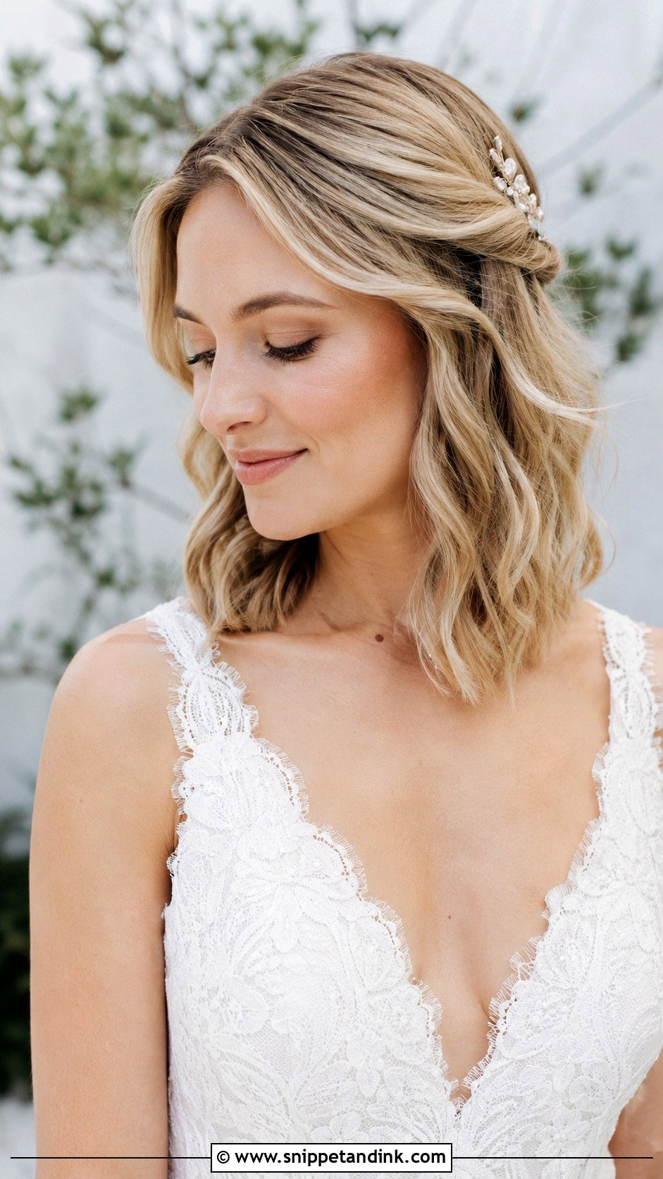Pinned Back Waves - Snippet and Ink - 20 Quick Easy Updos for Short Hair Shoulder Length Wedding Hairstyles