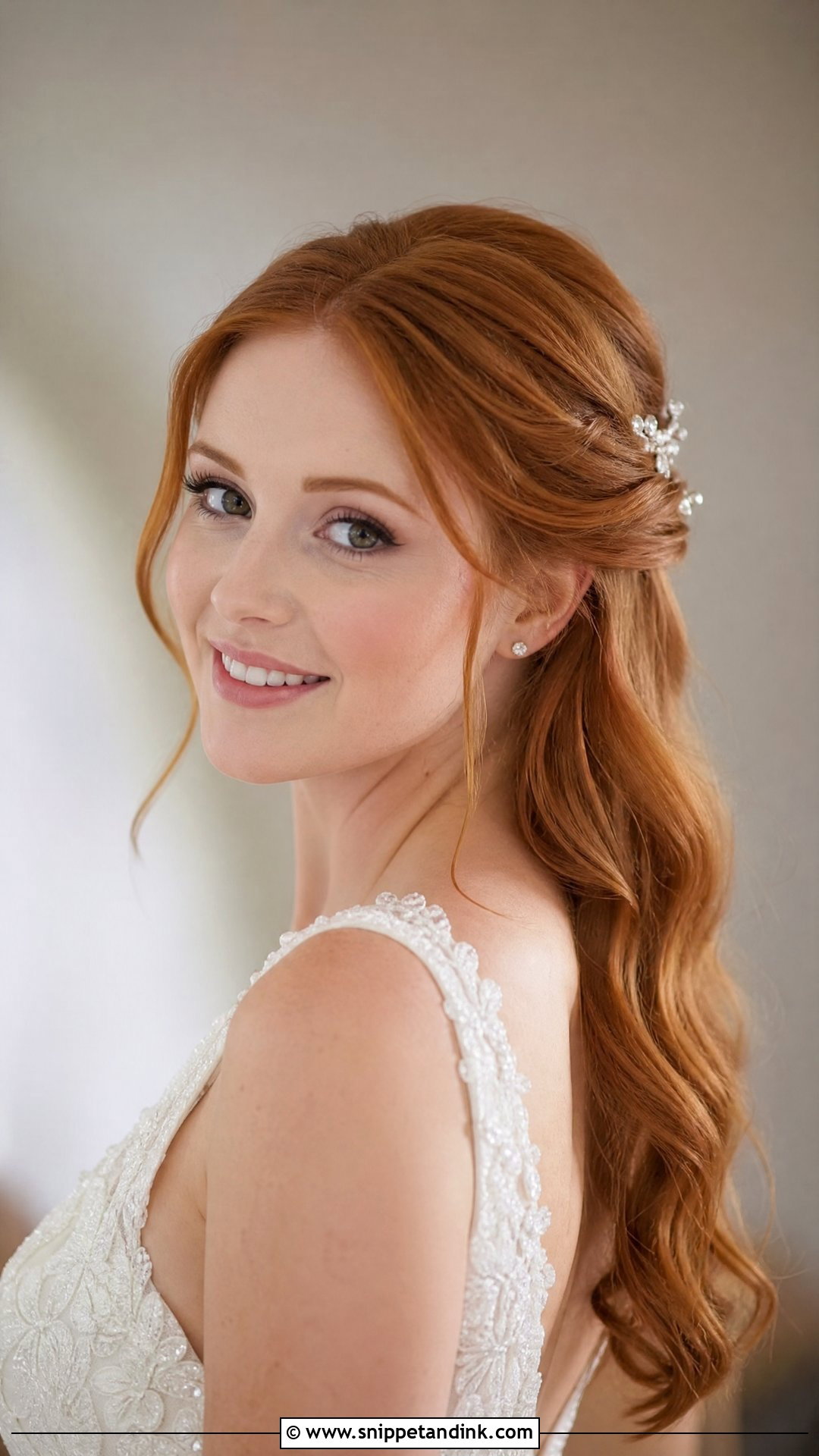 Pinned Back Waves Wedding Hair for Medium Hair - Snippet and Ink - 20 Medium Hair Wedding Styles