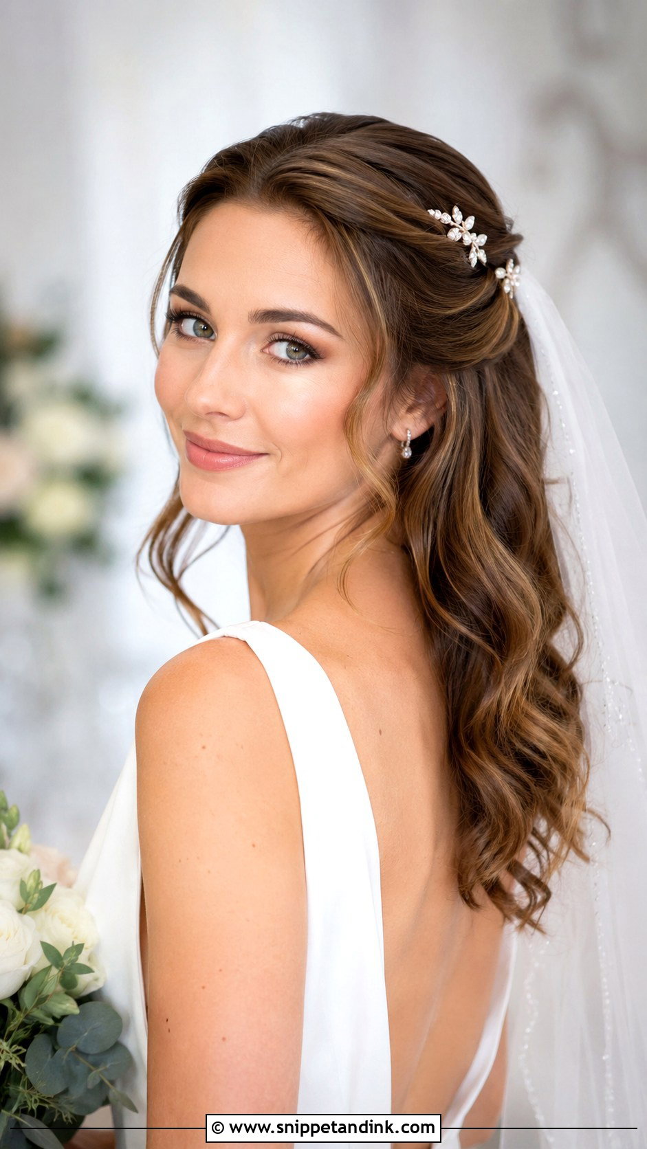 Pinned Back Waves Wedding Hairstyle - Snippet and Ink - 30 Bridal Hairstyles for Long Hair
