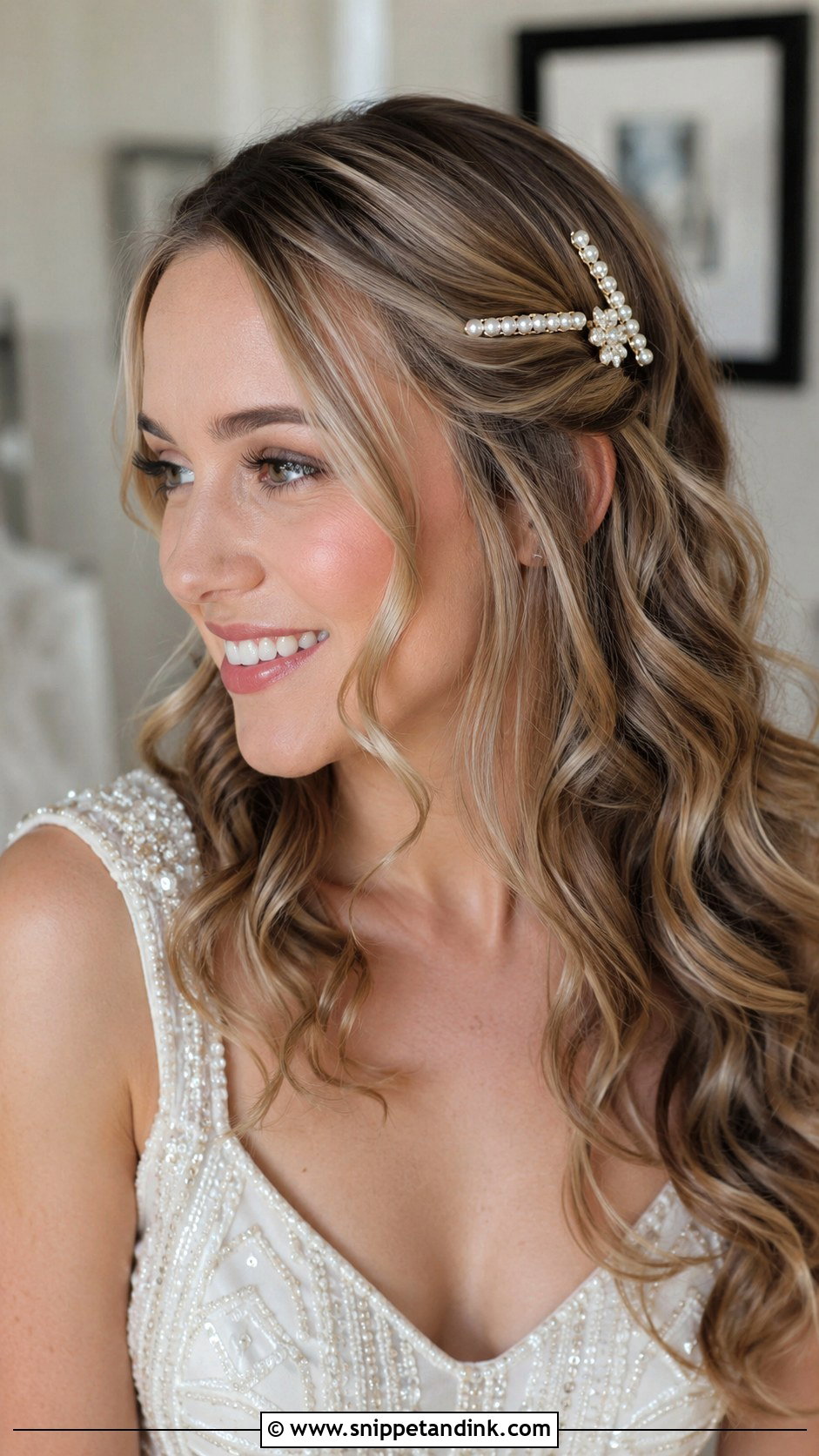 Pinned Back Waves With Accessories - Snippet and Ink - 25 Engagement Bride Hairstyle Ideas