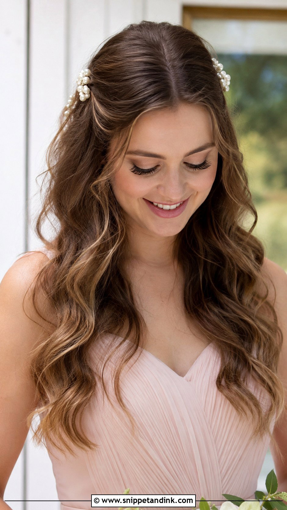 Pinned Back Waves With Accessories - Snippet and Ink - 20 Bridal Party Hairstyles