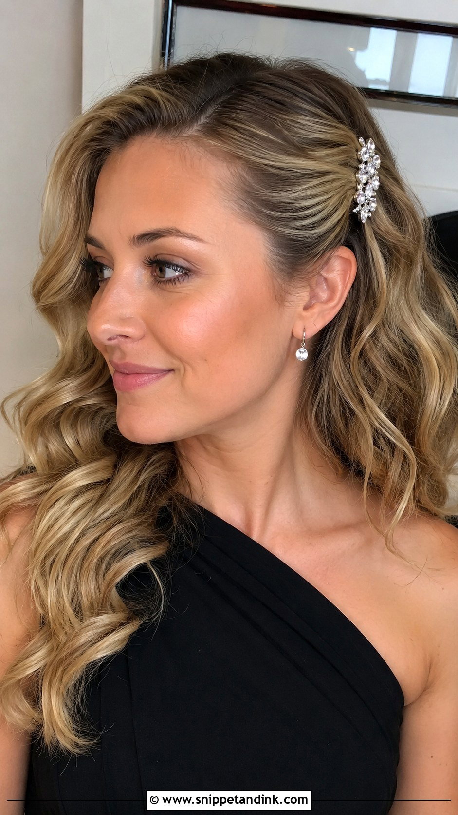 Pinned Back Waves With Clip - Snippet and Ink - 25 Wedding Guest Hair Ideas