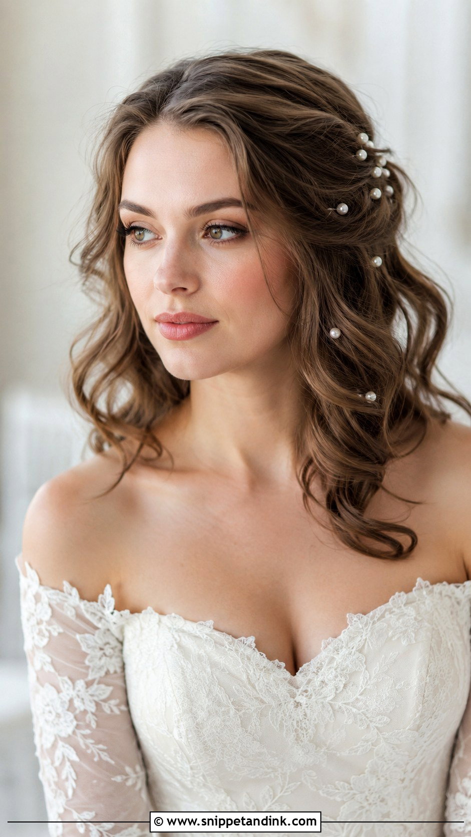 Pinned Back Waves With Pearls - Snippet and Ink - 20 Hippie Wedding Hair Ideas