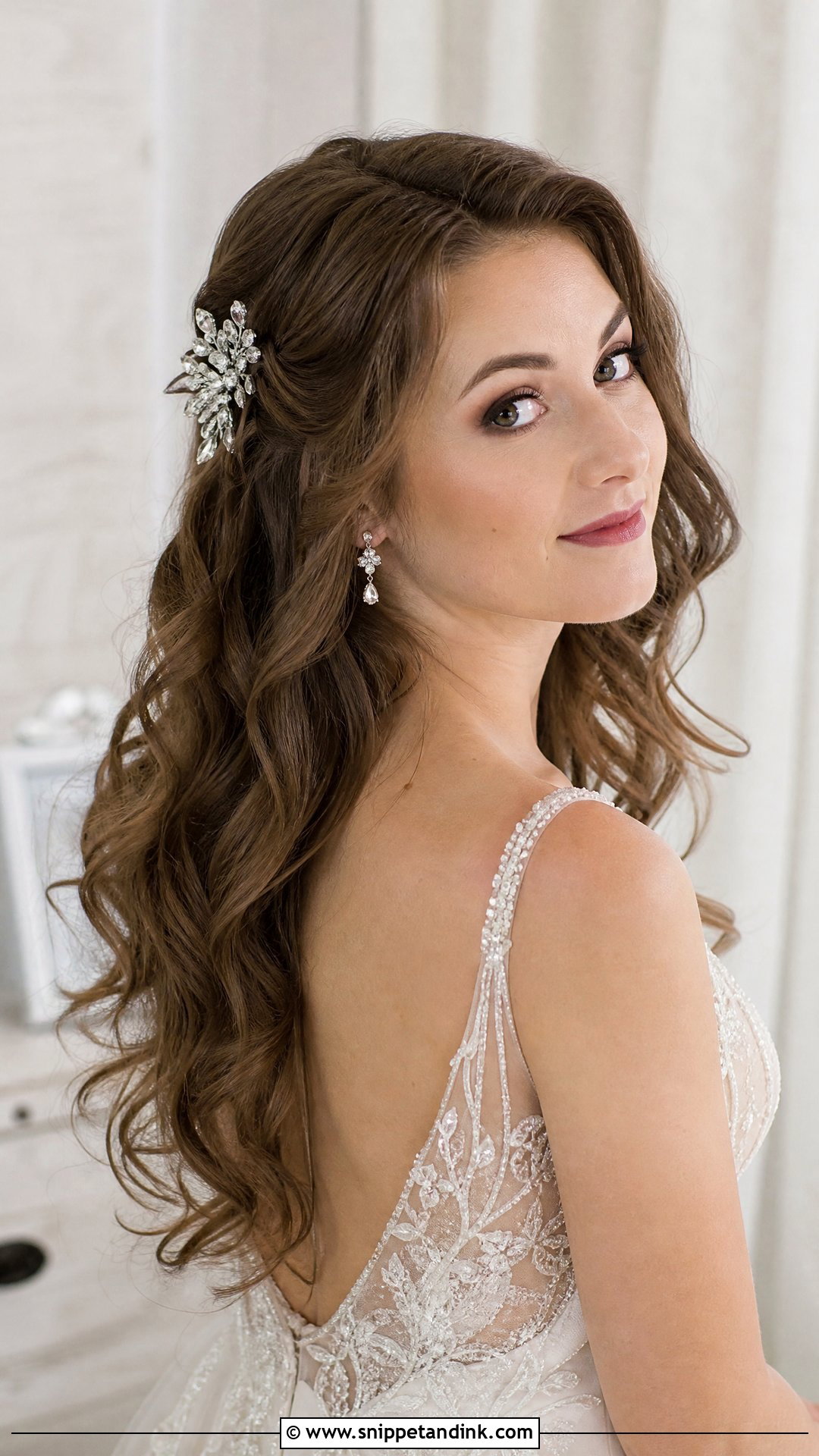 Pinned Back Waves With Sparkle - Snippet and Ink - 20 Bridal Hair Style Ideas