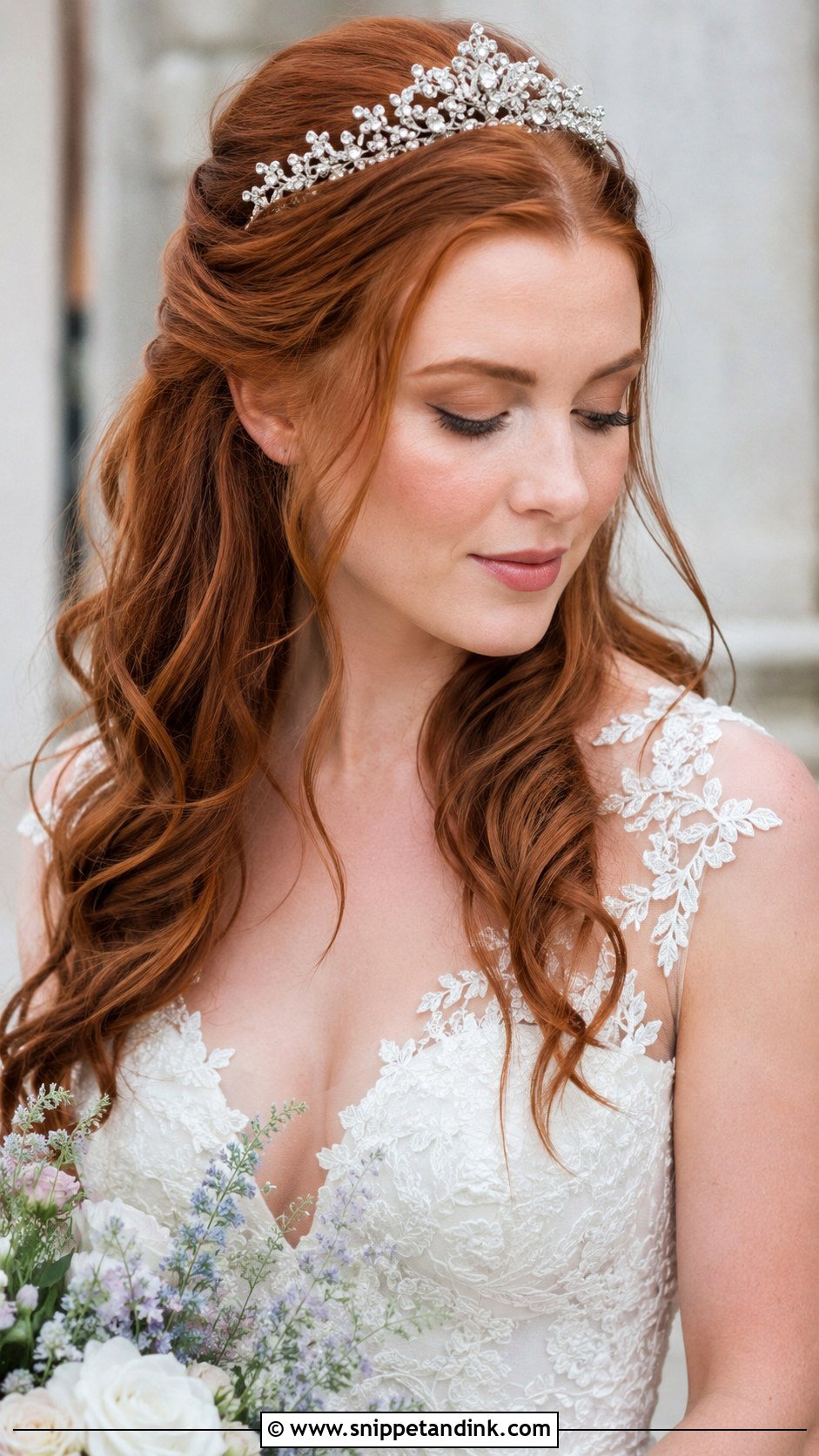 Pinned Back Waves With Tiara - Snippet and Ink - 25 Wedding Tiara Hairstyles