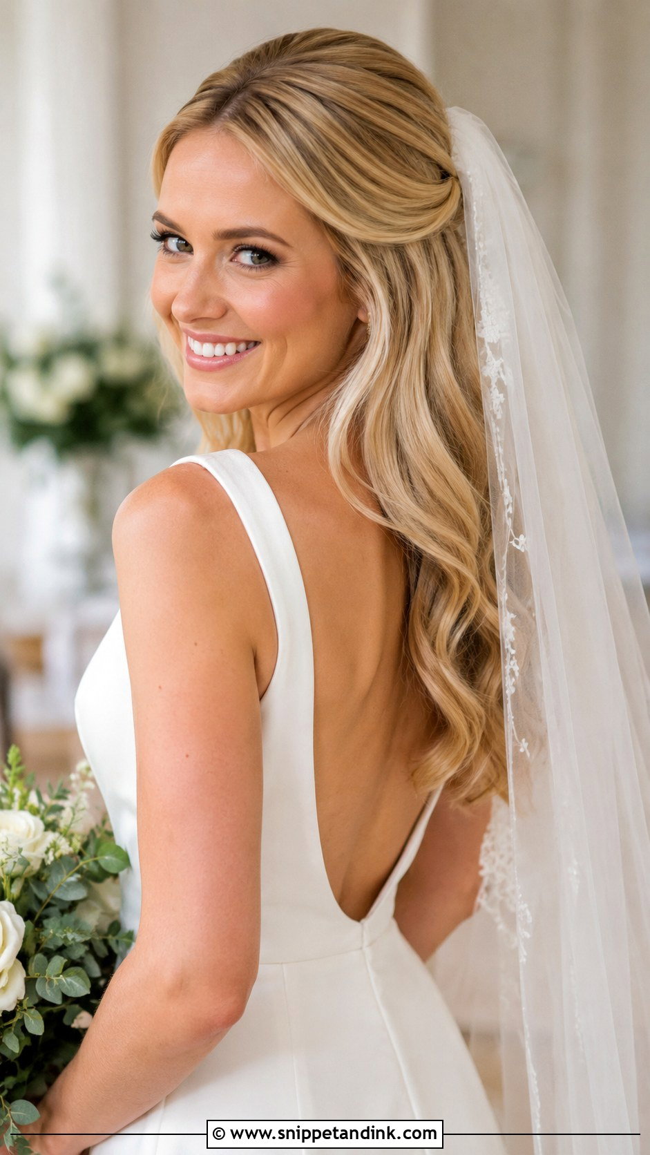 Pinned Back Waves With Veil - Snippet and Ink - 20 Hair Styles for Wedding Hairstyles