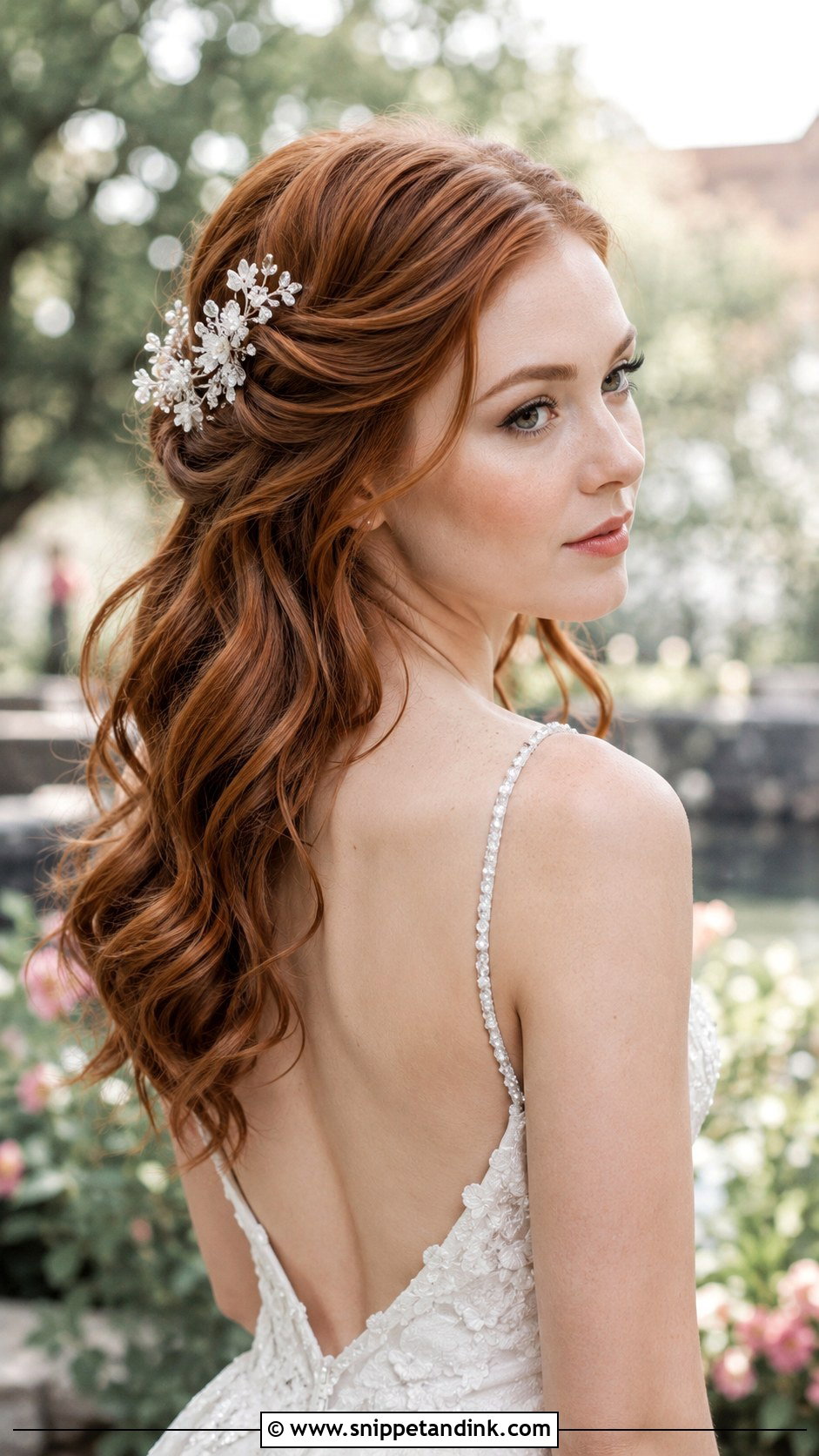 Pinned Back Waves With a Floral Comb - Snippet and Ink - 20 Garden Wedding Hairstyles