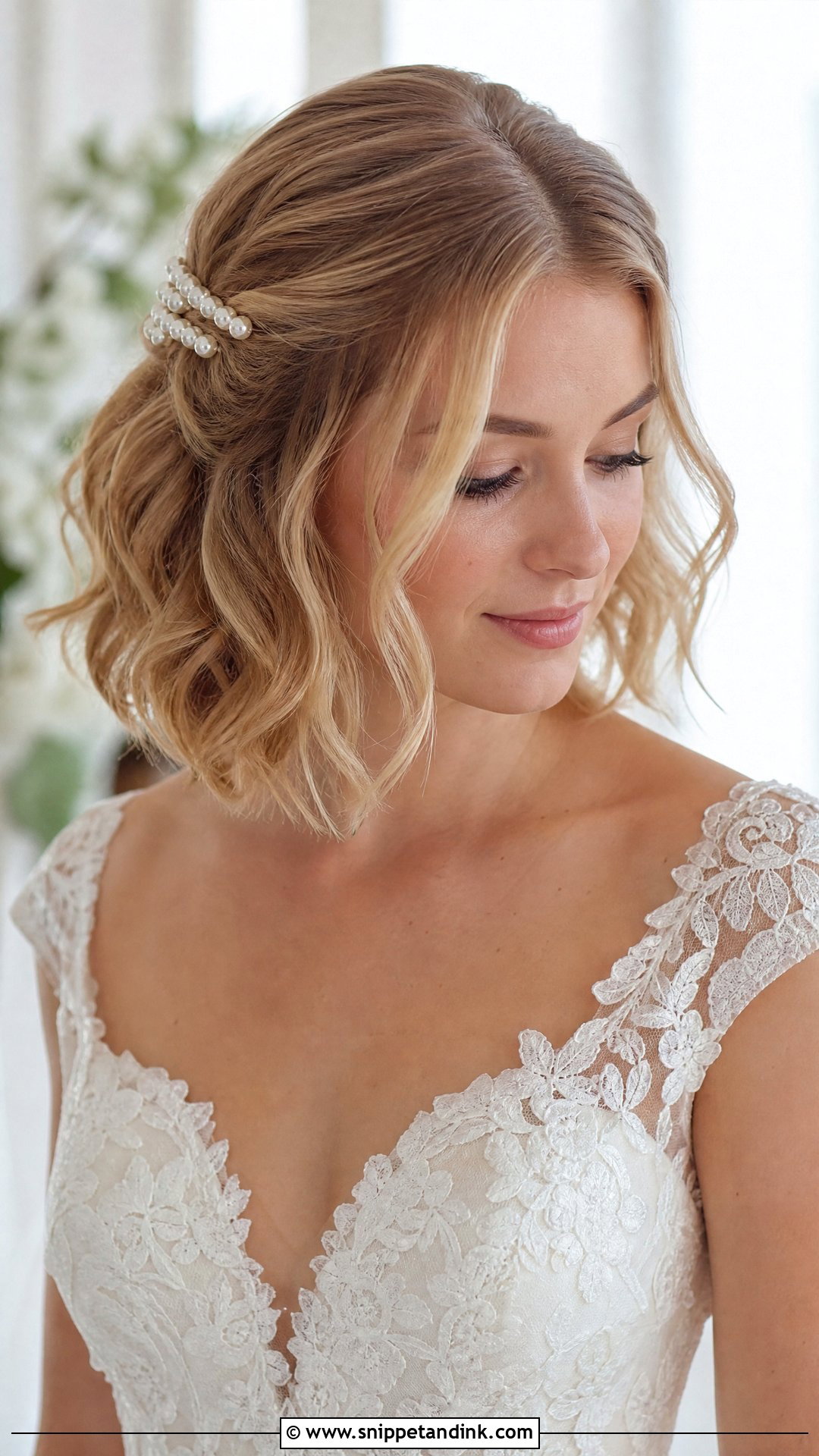 Pinned Back Waves for Short Hair - Snippet and Ink - 20 Short Hair Wedding Hairstyles the Bride