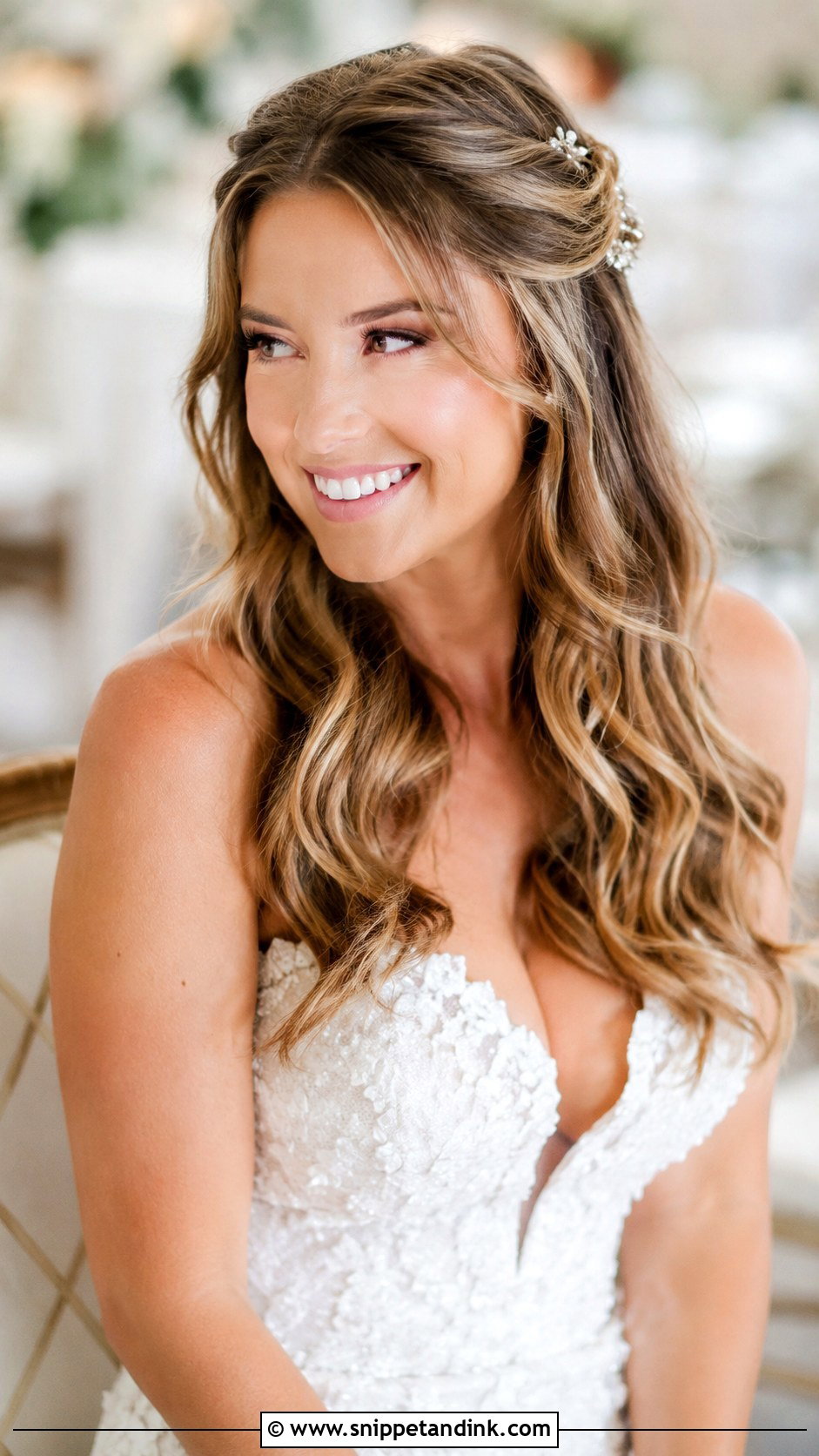 Pinned Back Wedding Hair Down - Snippet and Ink - 35 Wedding Hair Down Ideas