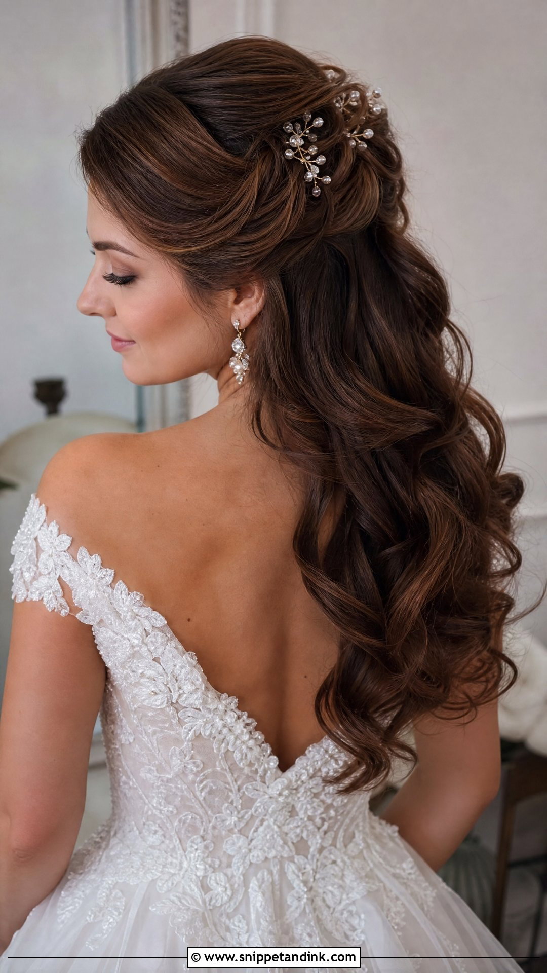 Pinned Back Wedding Hair For Long Hair - Snippet and Ink - 20 Pinned Back Wedding Hair Ideas