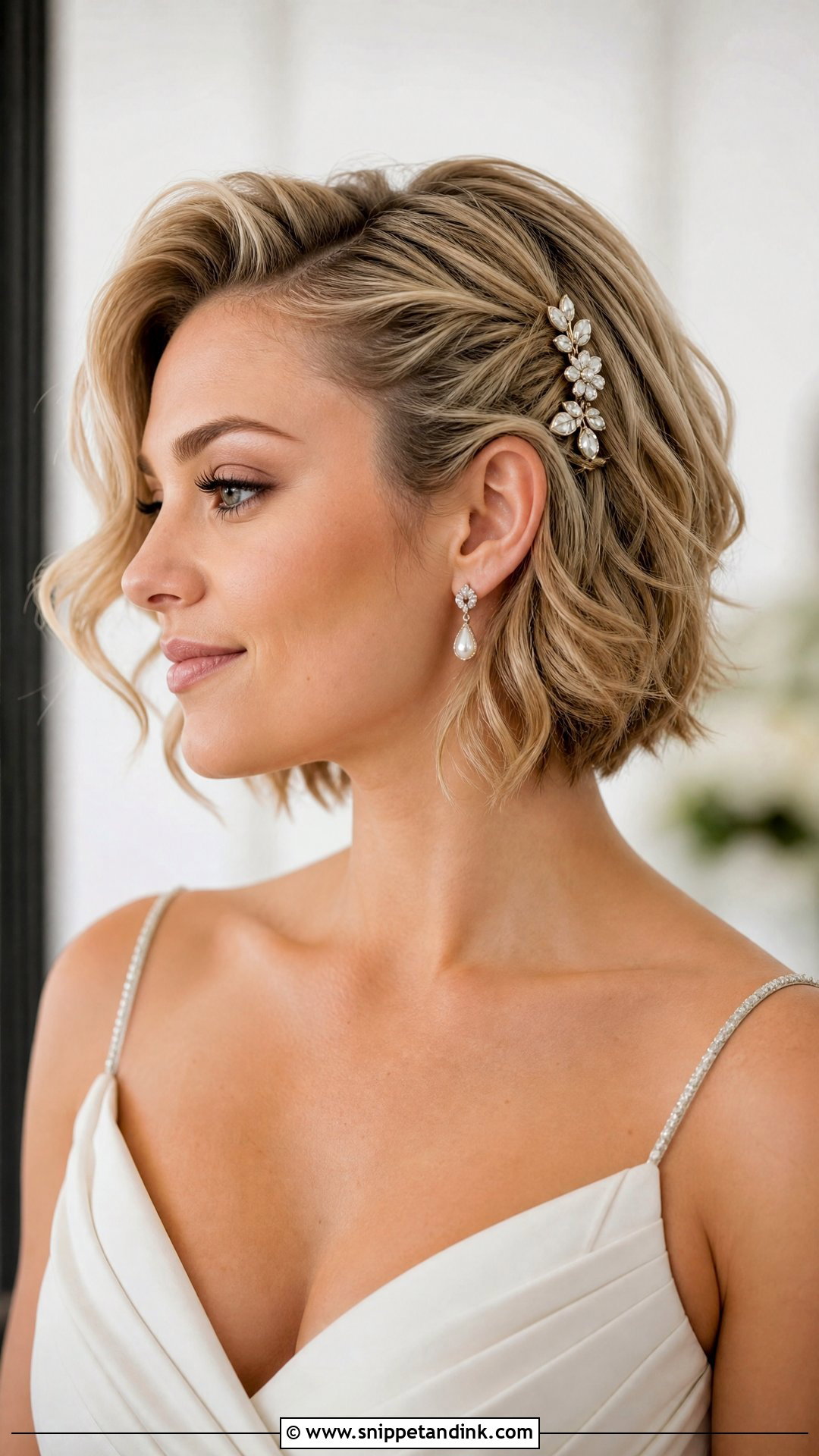 Pinned Back Wedding Hair For Short Hair - Snippet and Ink - 20 Pinned Back Wedding Hair Ideas