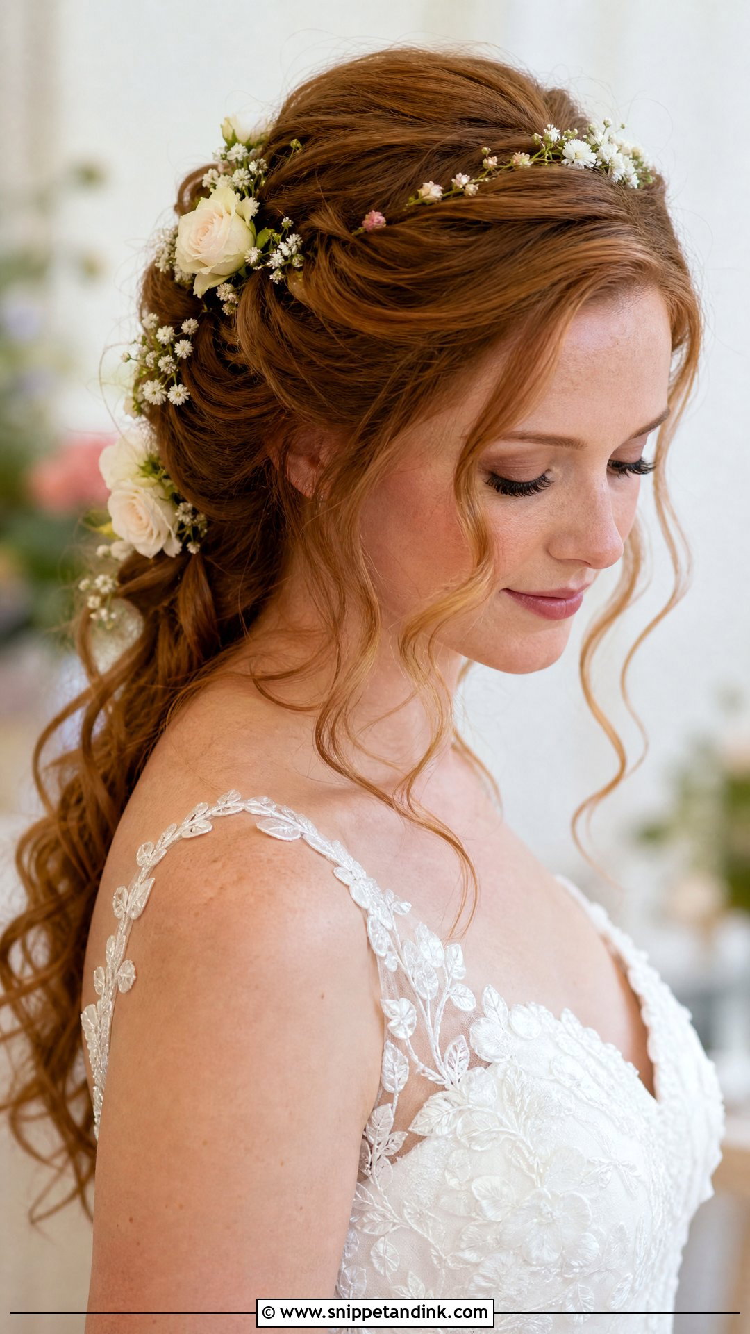 Pinned Back Wedding Hair With Flowers - Snippet and Ink - 20 Pinned Back Wedding Hair Ideas