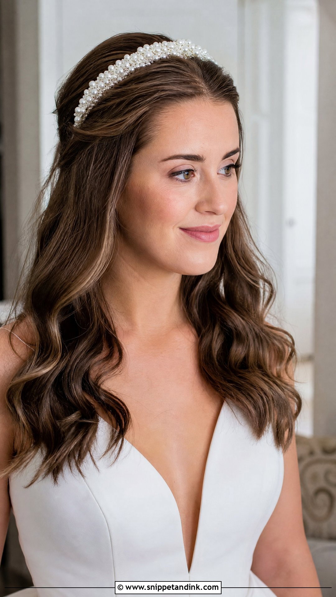 Pinned Back Wedding Hair With Headband - Snippet and Ink - 20 Pinned Back Wedding Hair Ideas