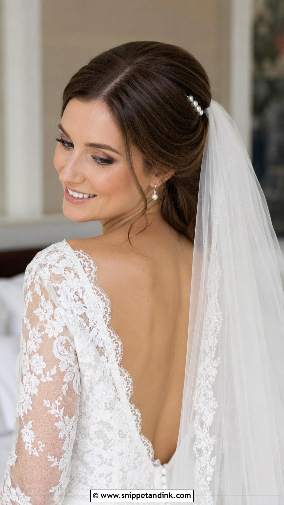 Pinned Back Wedding Hair With Veil - Snippet and Ink - 20 Cute Wedding Hair Ideas