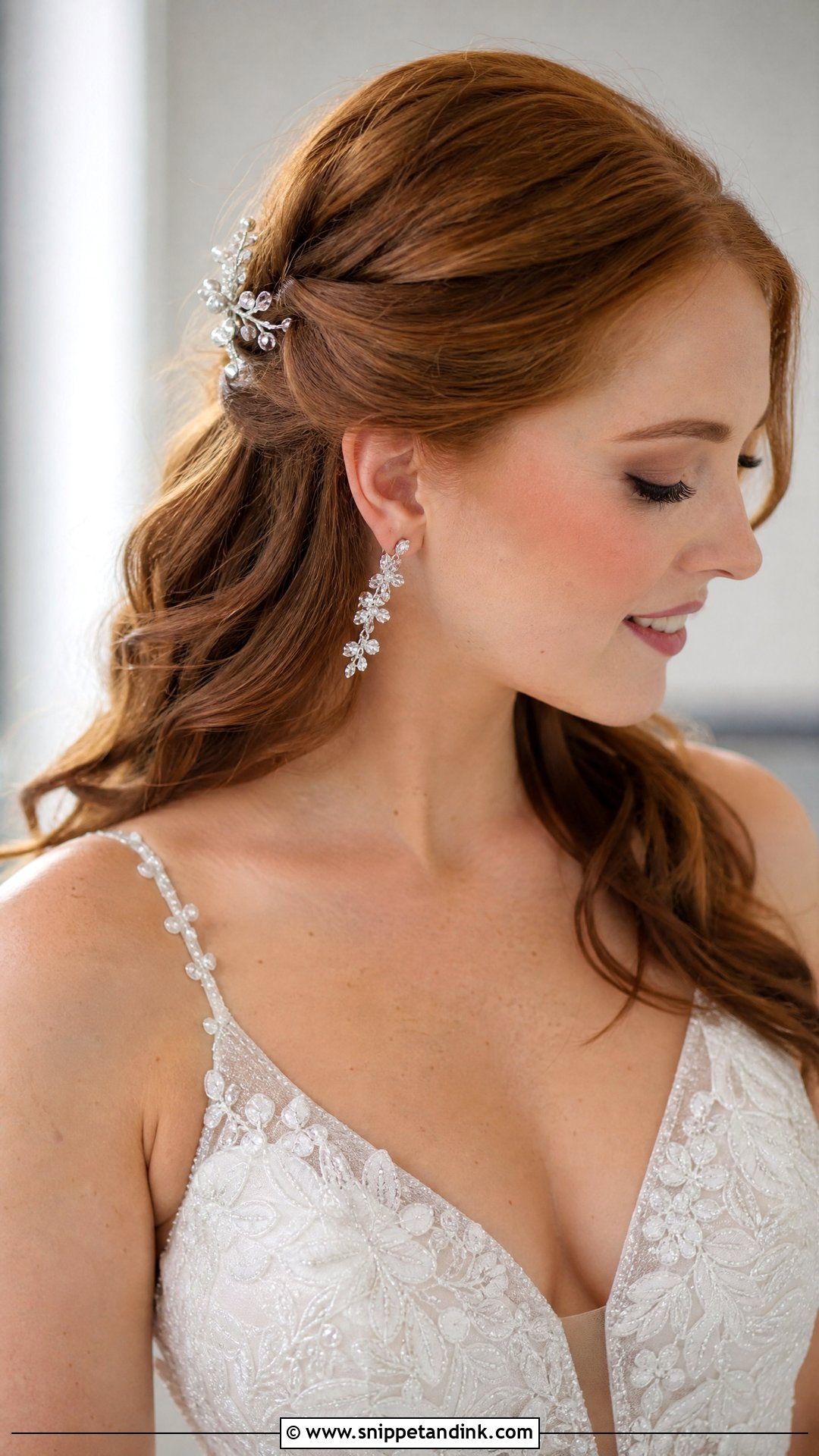 Pinned Back Wedding Hair With Waves - Snippet and Ink - 20 Soft Wedding Hair Ideas