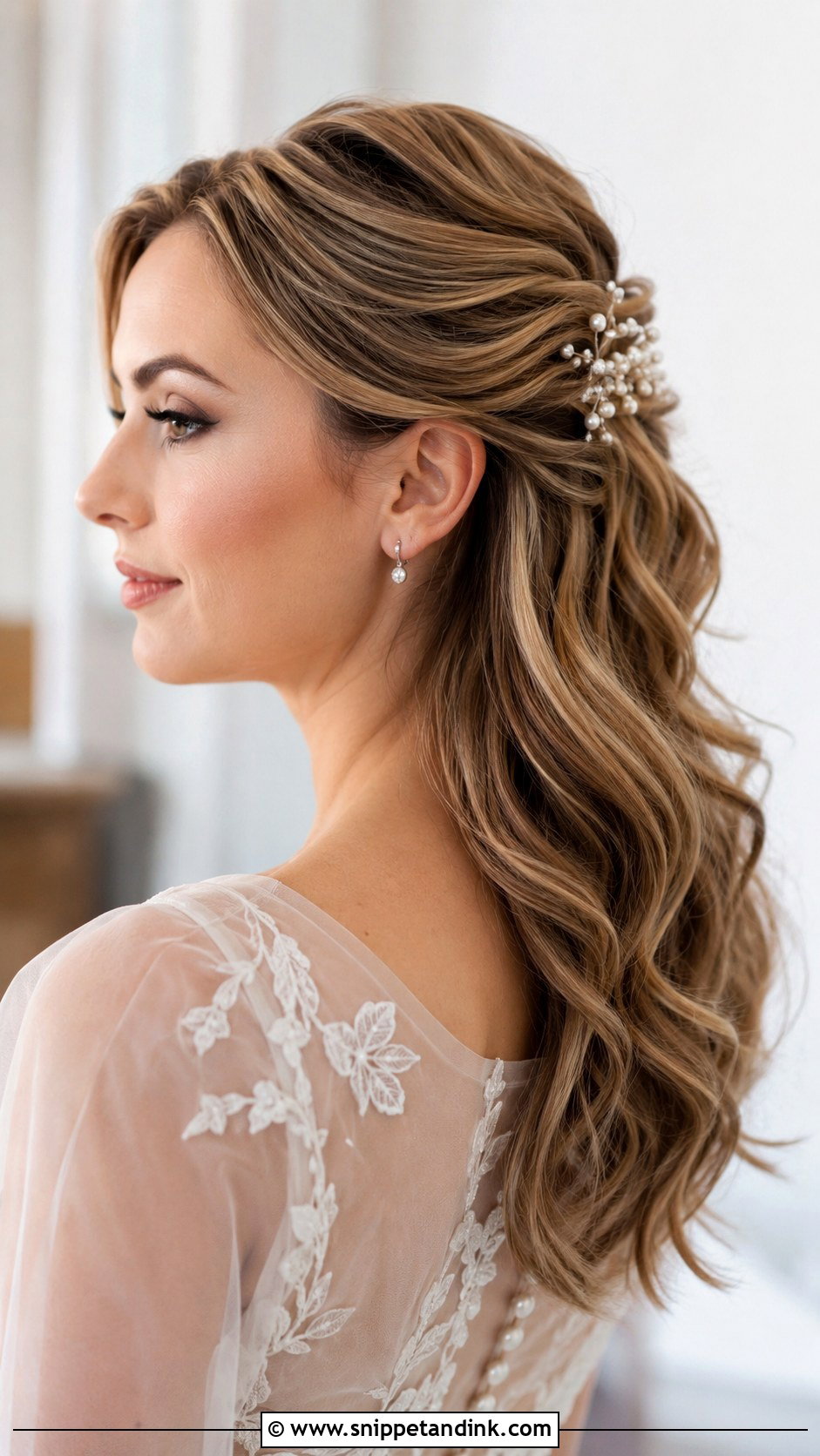 Pinned Back Wedding Hair - Snippet and Ink - 20 Hair Inspo for Wedding Ideas