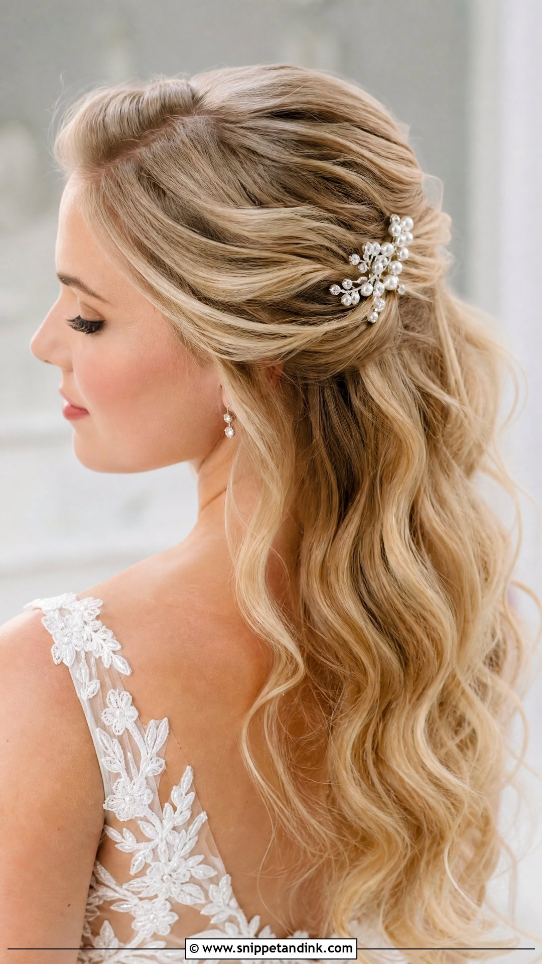 Pinned Back Wedding Hairstyle - Snippet and Ink - 20 Wedding Hairstyle Ideas