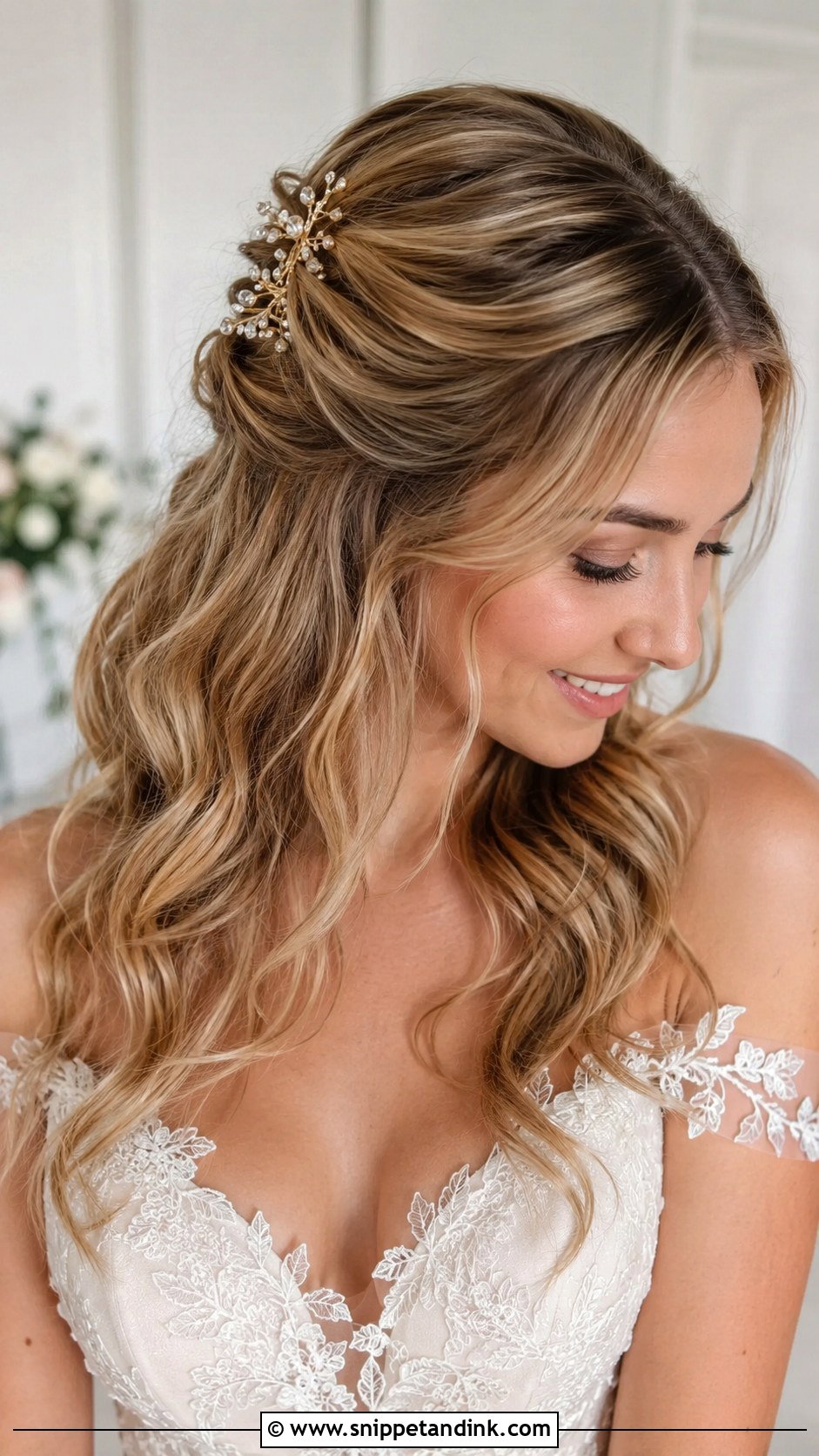 Pinned Back Wedding Hairstyle - Snippet and Ink - 25 Easy Wedding Hair Ideas