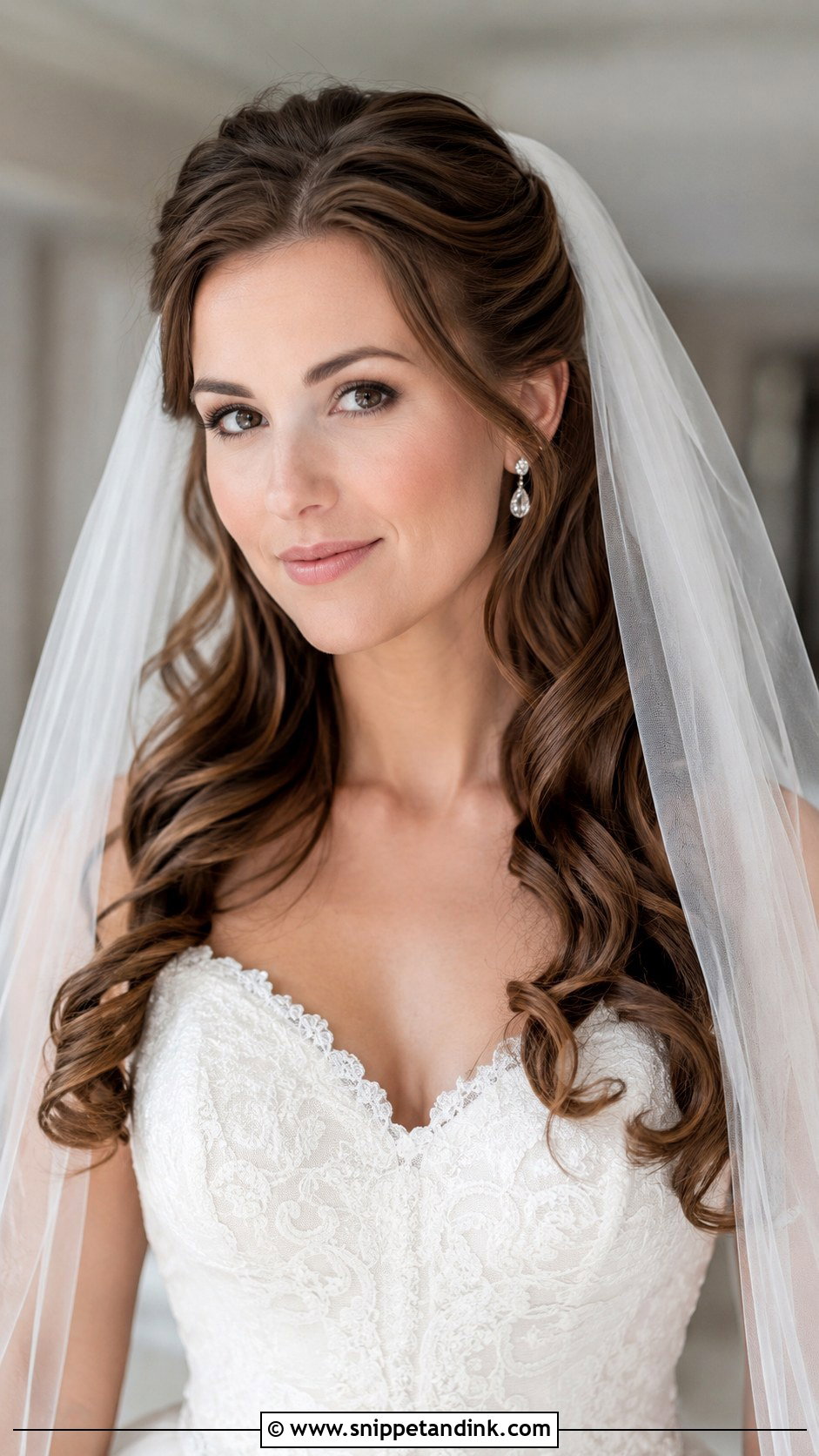 Pinned Back Wedding Hairstyle With Veil - Snippet and Ink - 30 Bride Wedding Hair Styles