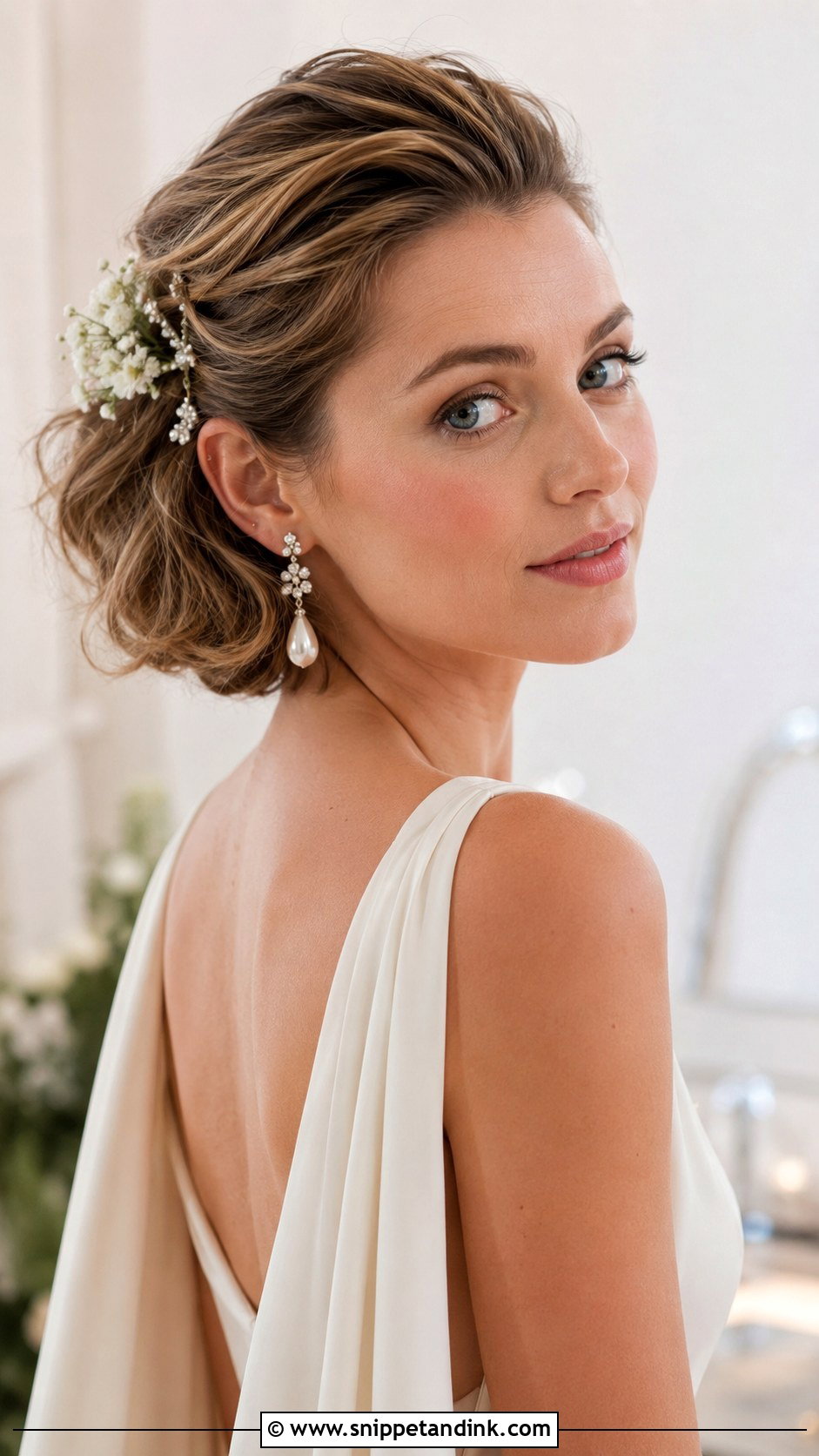 Pinned Back Wedding Hairstyle for Short Hair - Snippet and Ink - 20 Hair Idea for Wedding Ideas