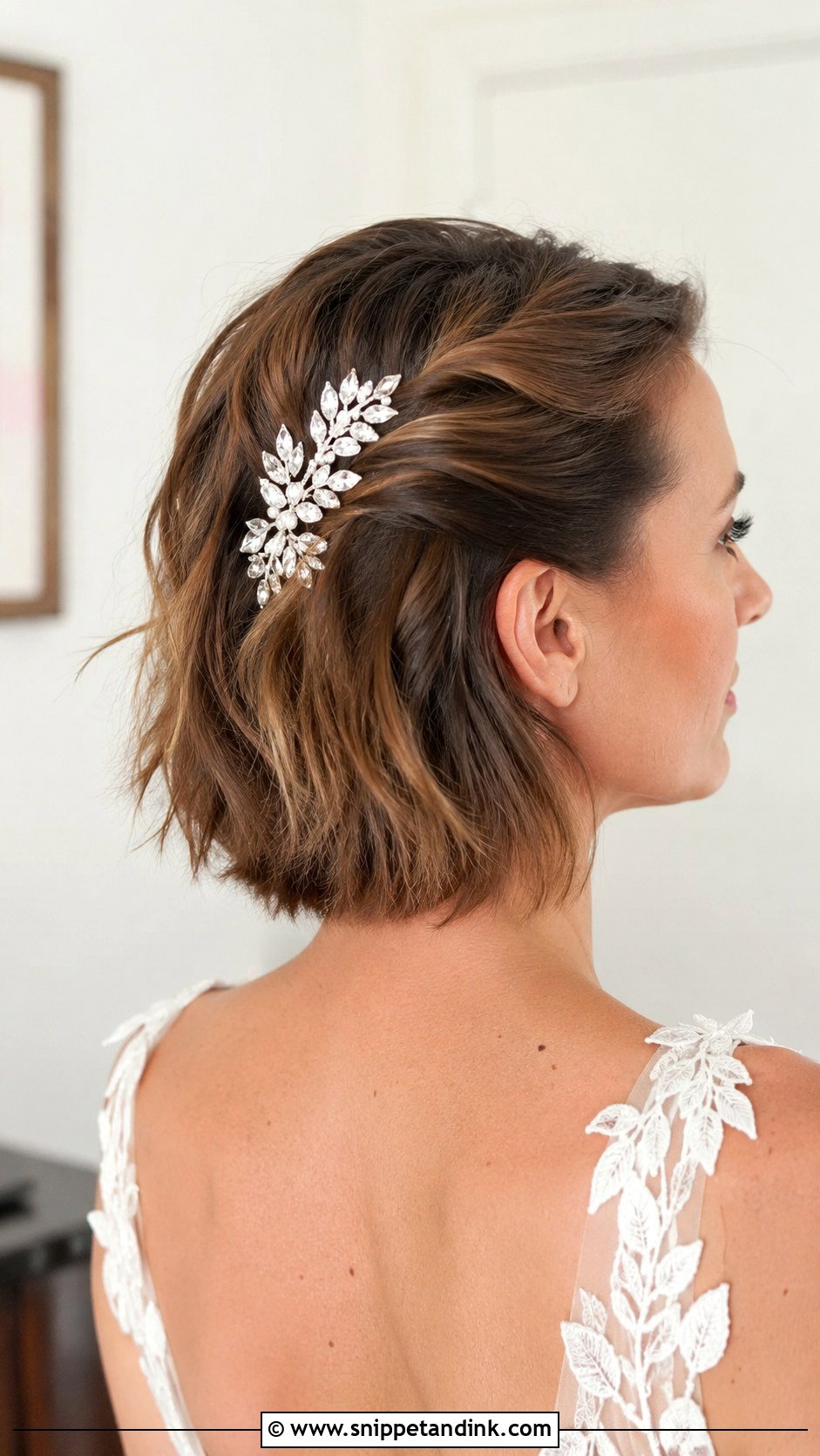 Pinned Back Wedding Hairstyle for Short Hair - Snippet and Ink - 20 Hair for a Wedding Ideas