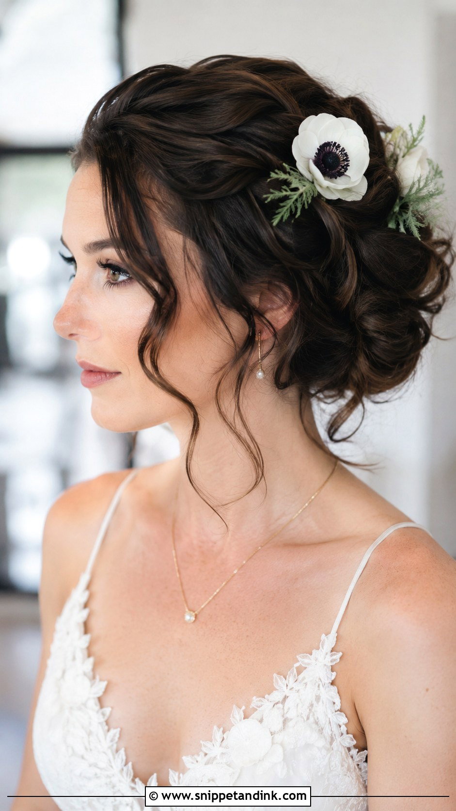 Pinned Curls With Anemones - Snippet and Ink - 25 Wedding Hair Flowers