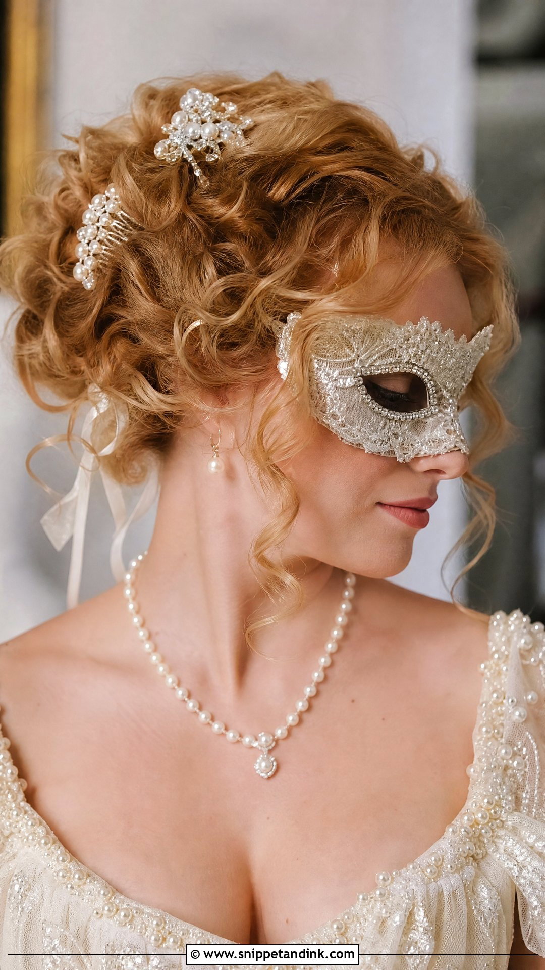 Pinned Curls With Decorative Combs - Snippet and Ink - 20 Hairstyles for Masquerade Ball