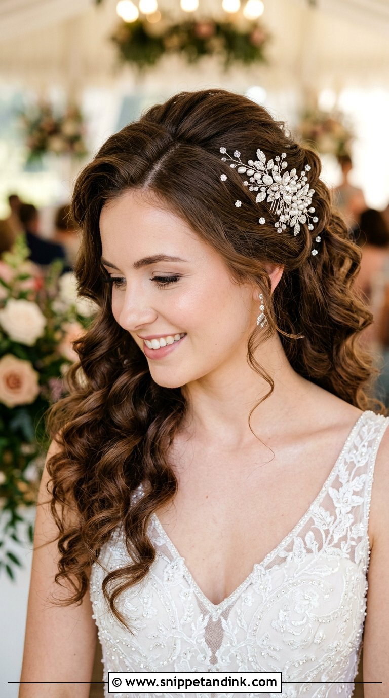 Pinned Curls With Hair Accessories - Snippet and Ink - 20 Bridal Hair Styling Ideas