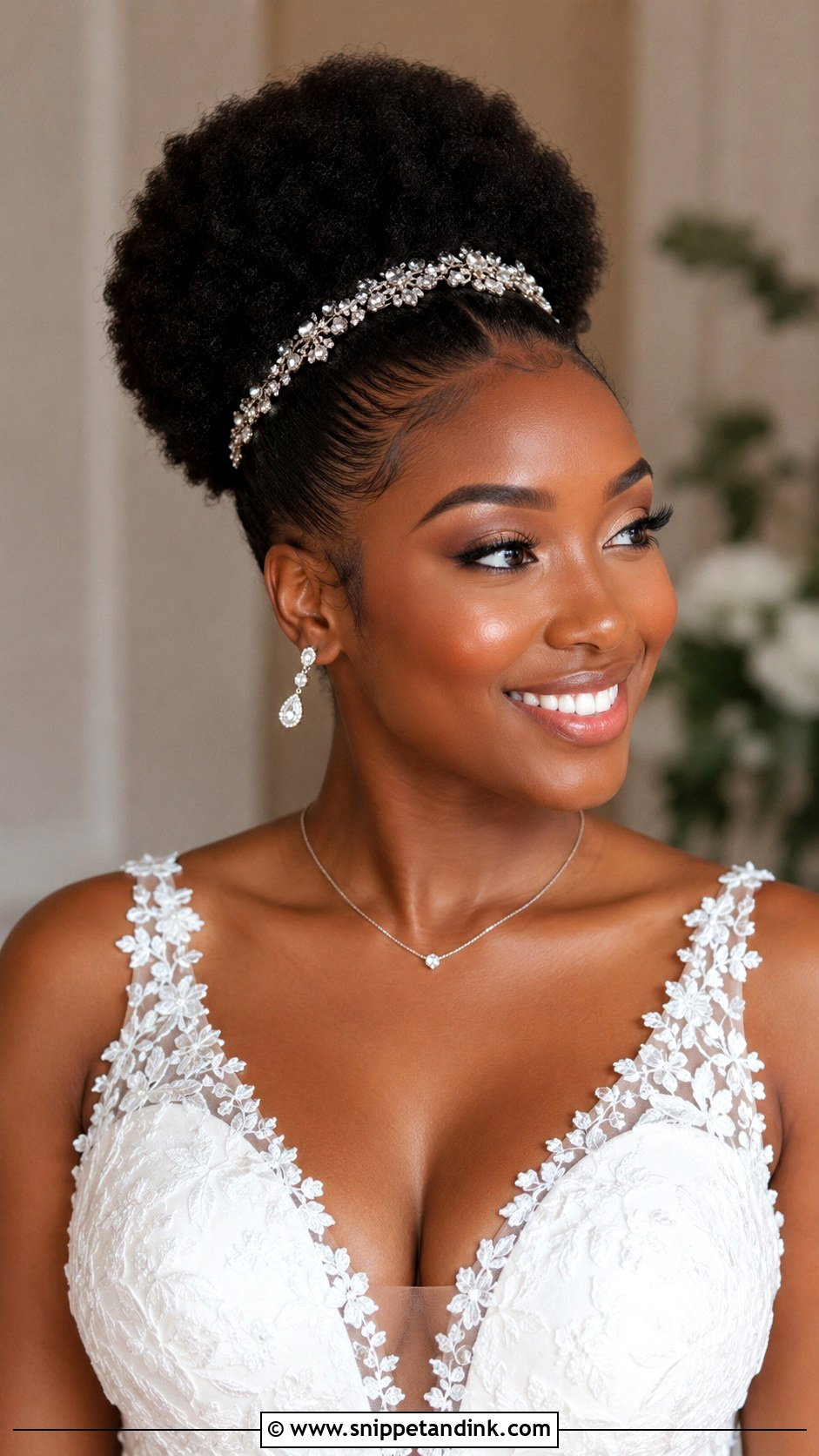 Pinned Up Afro Puff - Snippet and Ink - 25 Natural Hair Updo Wedding Ideas
