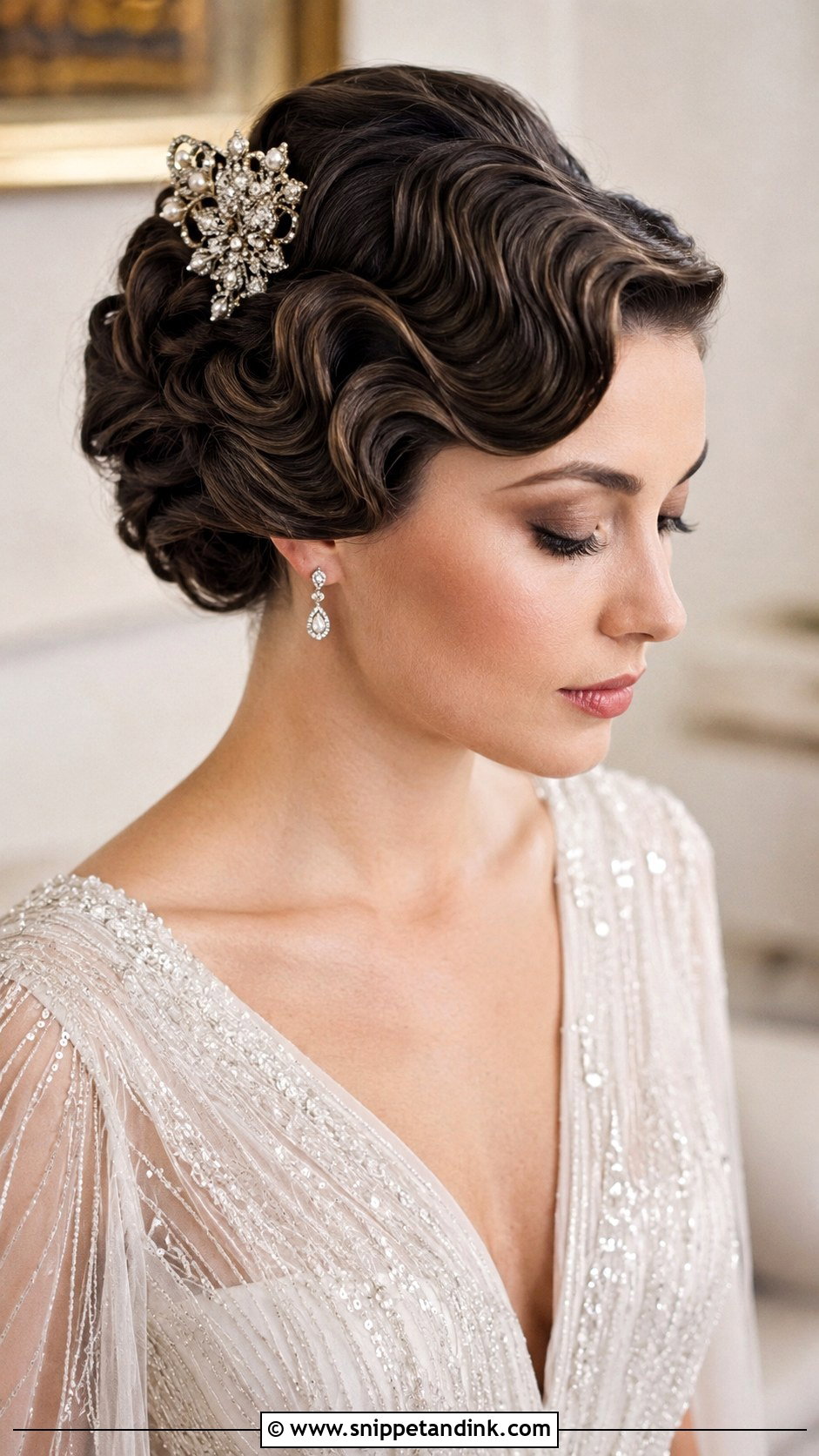 Pinned Vintage Waves Updo - Snippet and Ink - 25 Bridal Hair for Round Face Ideas