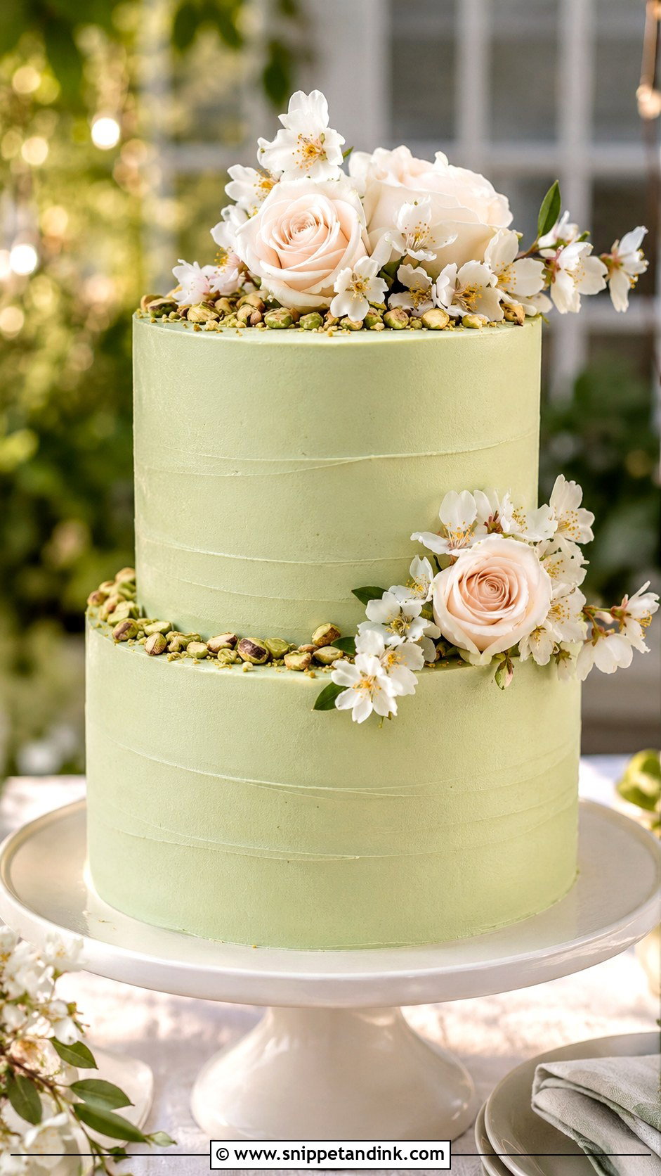 Pistachio Green Wedding Cake - Snippet and Ink - 25 Elegant Green Wedding Cake Ideas
