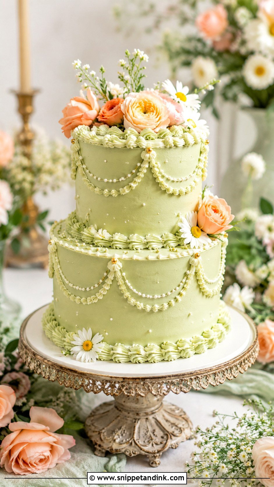 Pistachio Green Wedding Cake - Snippet and Ink - 20 Groovy Wedding Cake Ideas