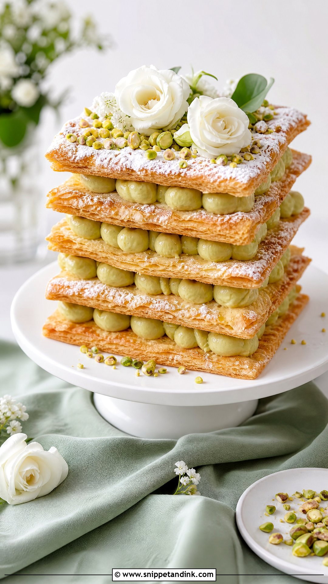 Pistachio Millefoglie Wedding Cake - Snippet and Ink - 25 Italian Wedding Cakes