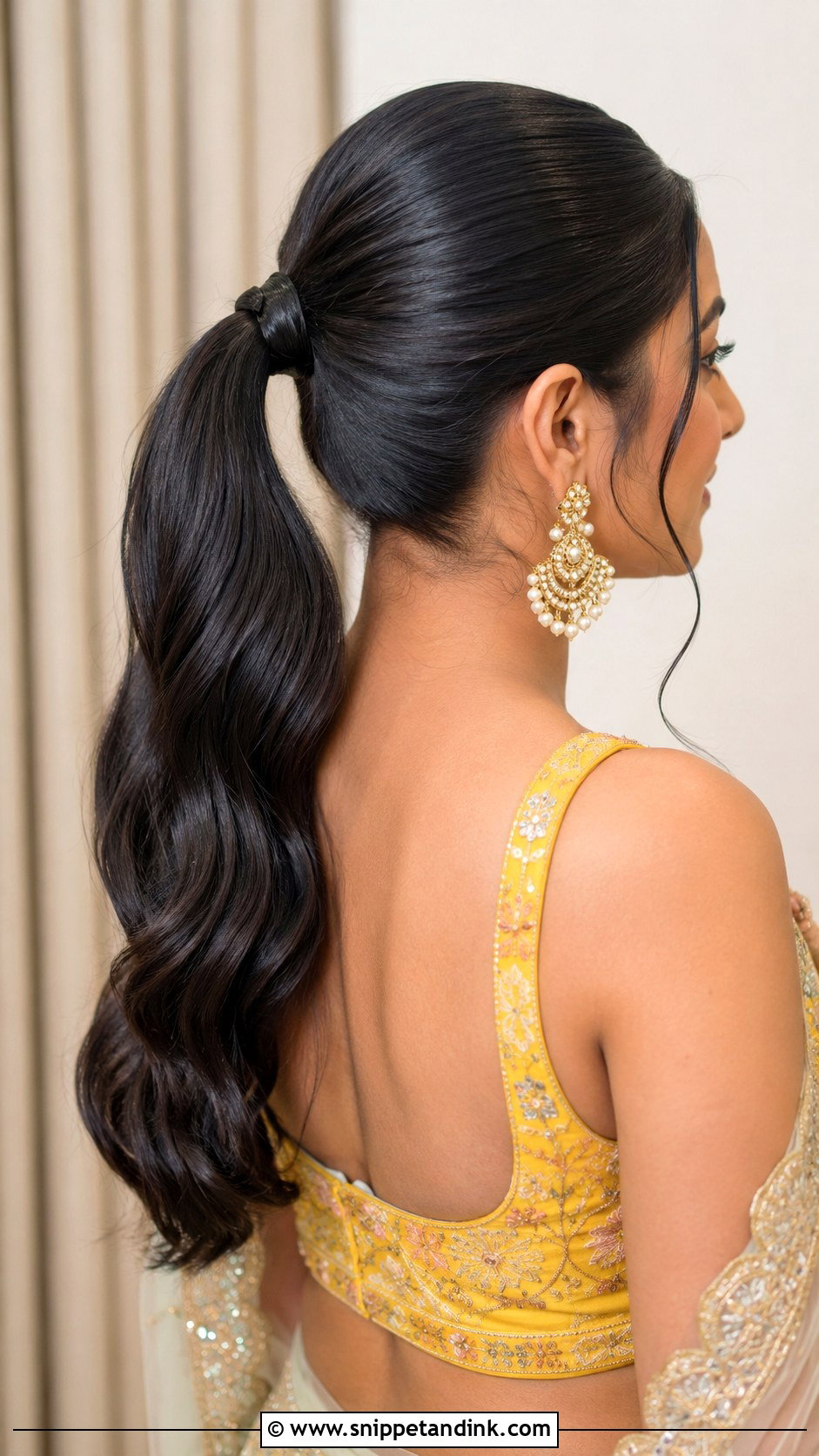 Pithi Sleek Ponytail - Snippet and Ink - 15 Pithi Hair Styles for Bride
