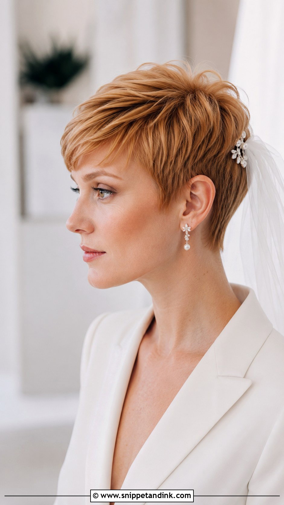 Pixie Cut Bridal Hair - Snippet and Ink - 20 Bridal Hair Inspo 2025 Ideas