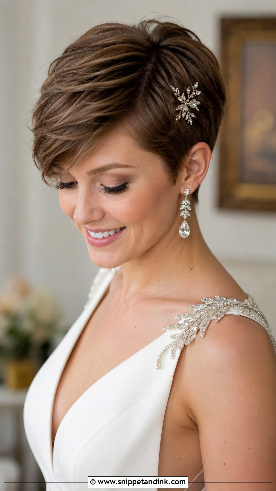 Pixie Cut Bridal Hairstyle - Snippet and Ink - 30 Hairstyle for Bride Ideas