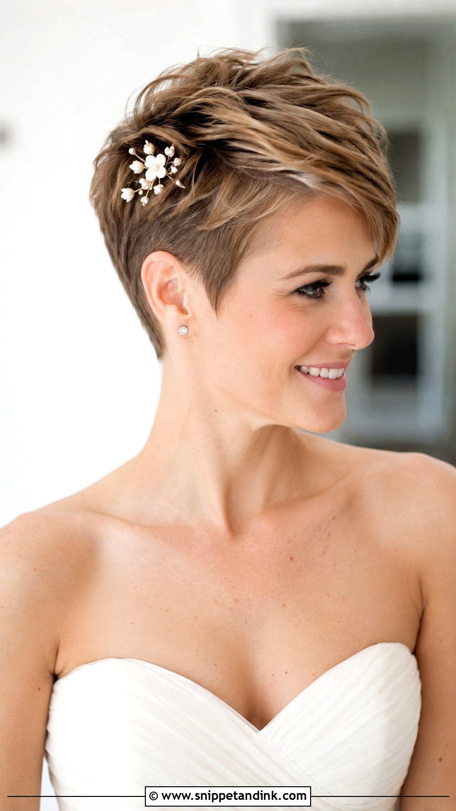 Pixie Cut Bridal Hairstyle - Snippet and Ink - 20 Bridal Hair for Short Hair Ideas
