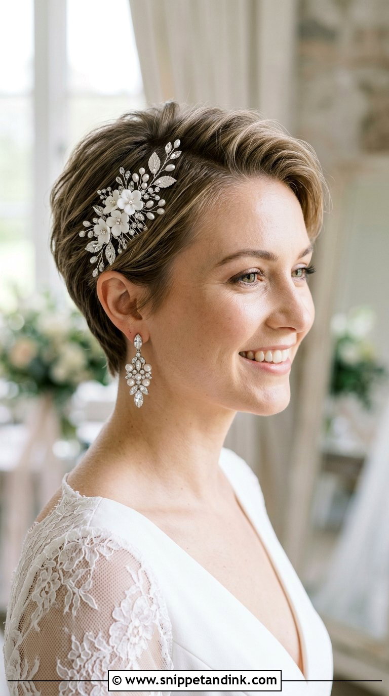 Pixie Cut Bridal Style - Snippet and Ink - 20 Bride Hairdo Ideas