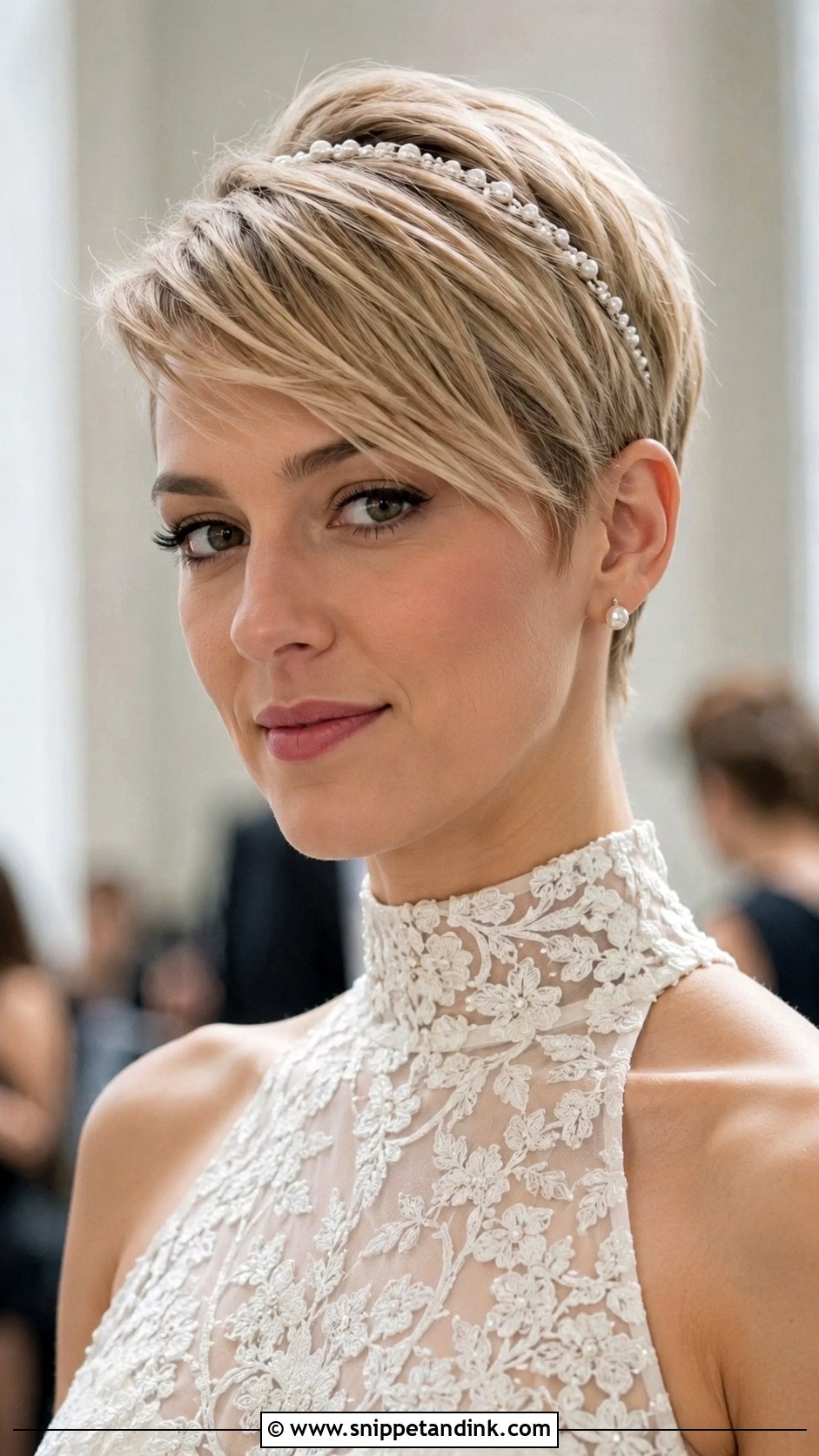 Pixie Cut For High Neck Dress - Snippet and Ink - 15 Wedding Hairstyles for High Neck Dresses