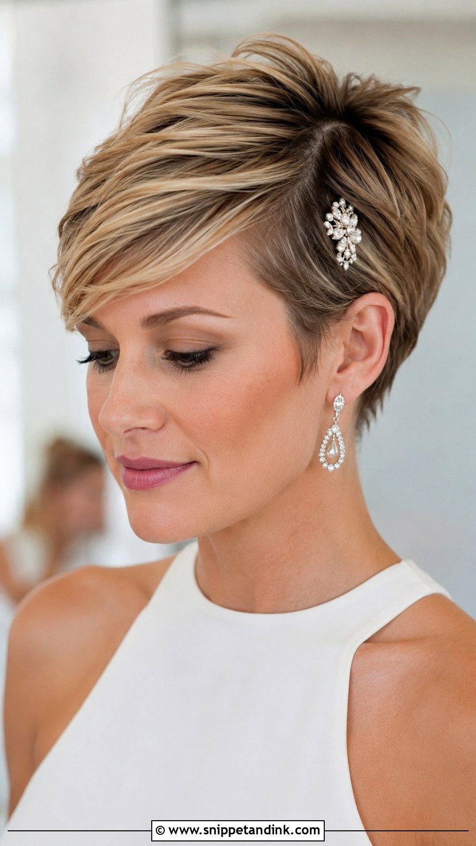Pixie Cut Styled for Wedding Day - Snippet and Ink - 20 Courthouse Wedding Hairstyles