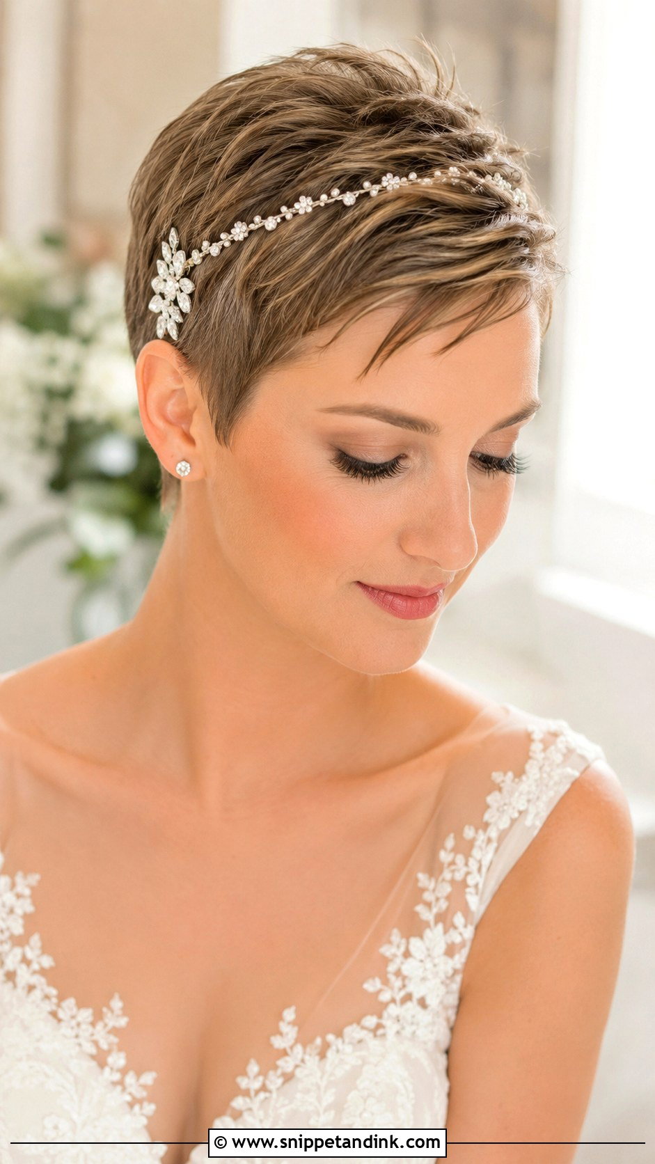 Pixie Cut Wedding Hairstyle With Accessories - Snippet and Ink - 30 Wedding Hairdo Ideas